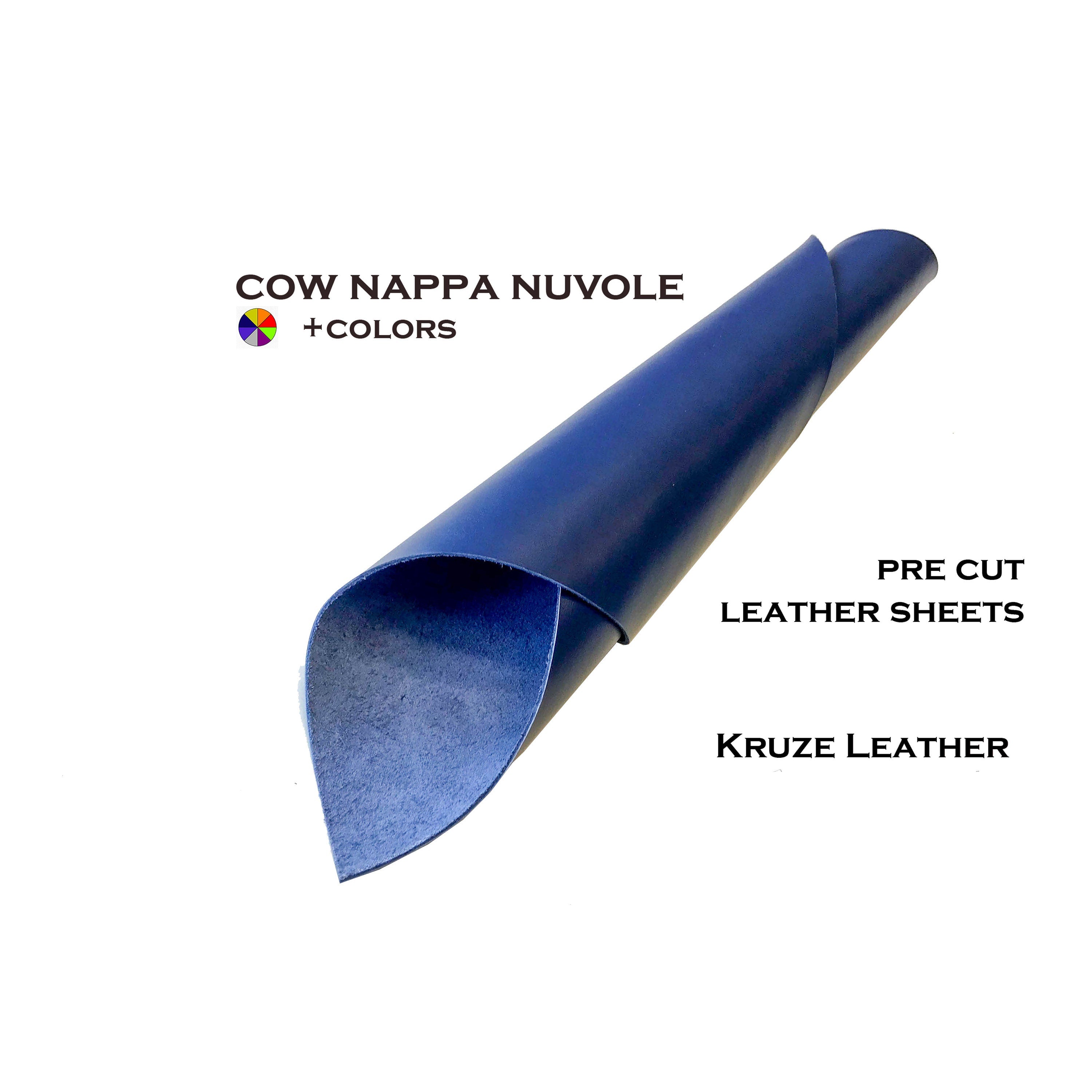 Blue Leather Nappa Real Cow hide 1.4/ 1.5 mm 3 4 OZ  for bags, shoes, wallets, crafts, furniture, car seats