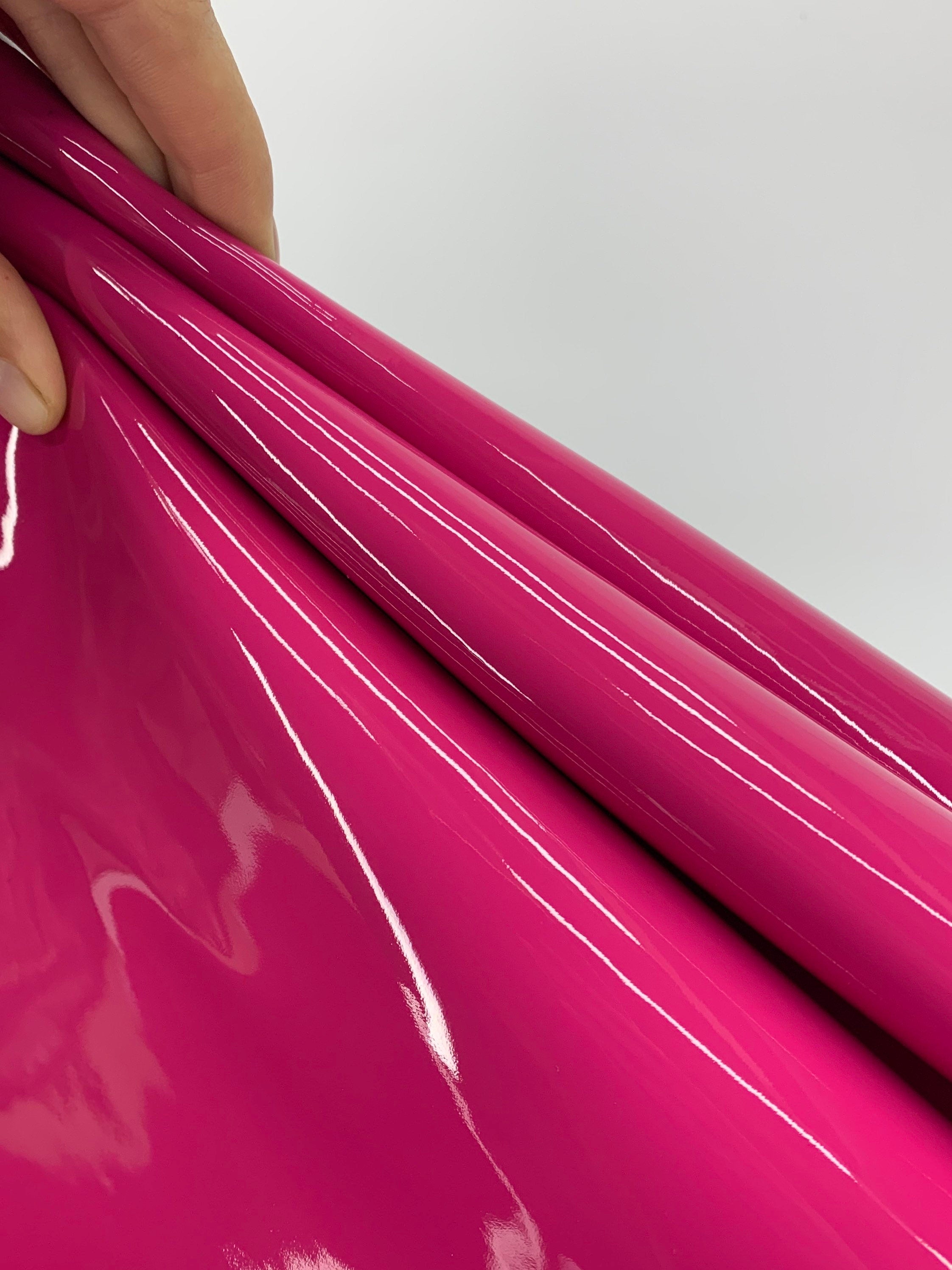 Pink patent leather Raspberry |2-3 oz 1 mm | glossy precut panels sheets for purses, shoes, leathercraft