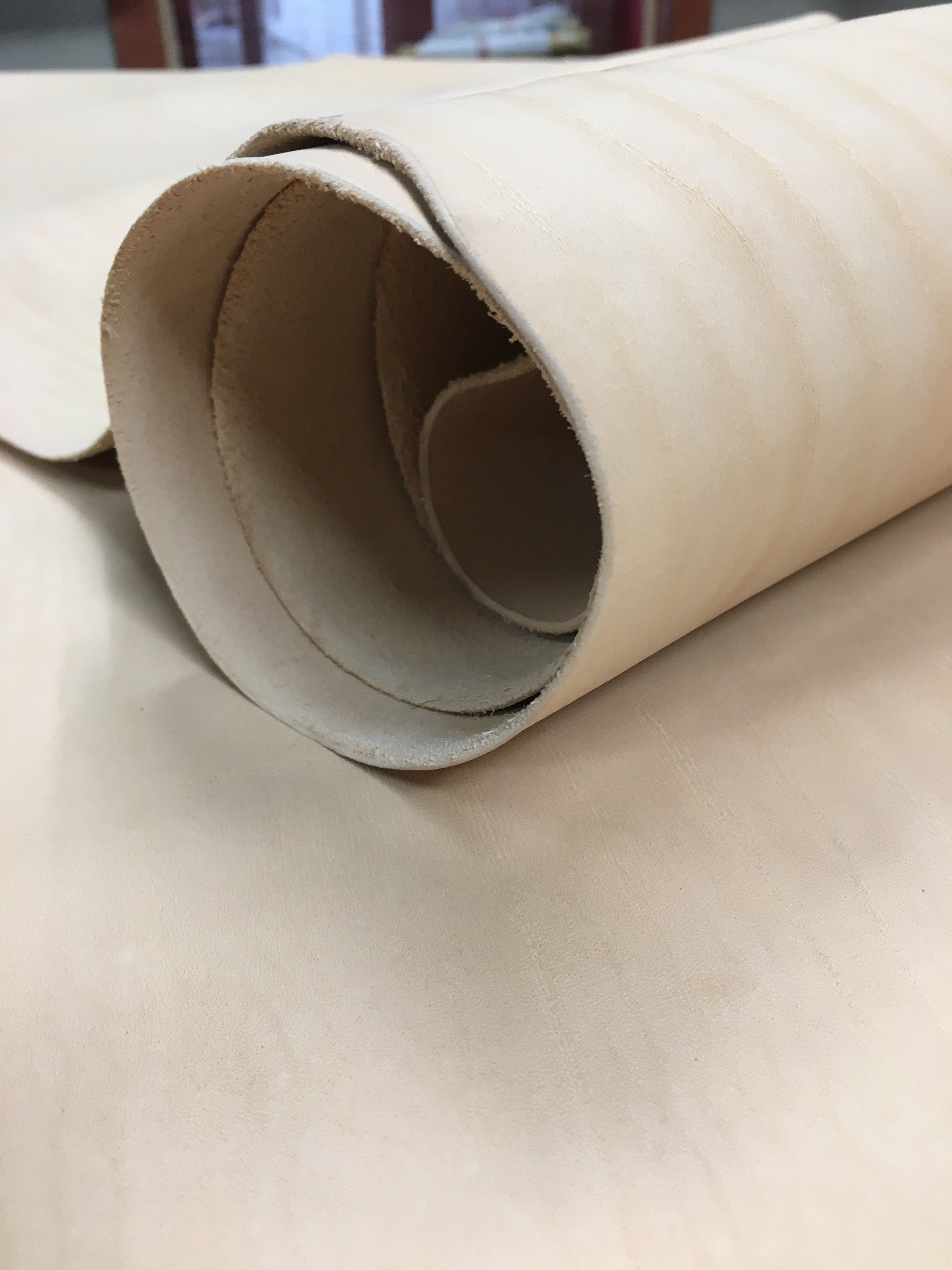 Beige  cow leather | craft leather | Vegetable tanned| 1.8/2.0 mm 4 -5 oz| Real natural half skin hide | Precut sheets panels