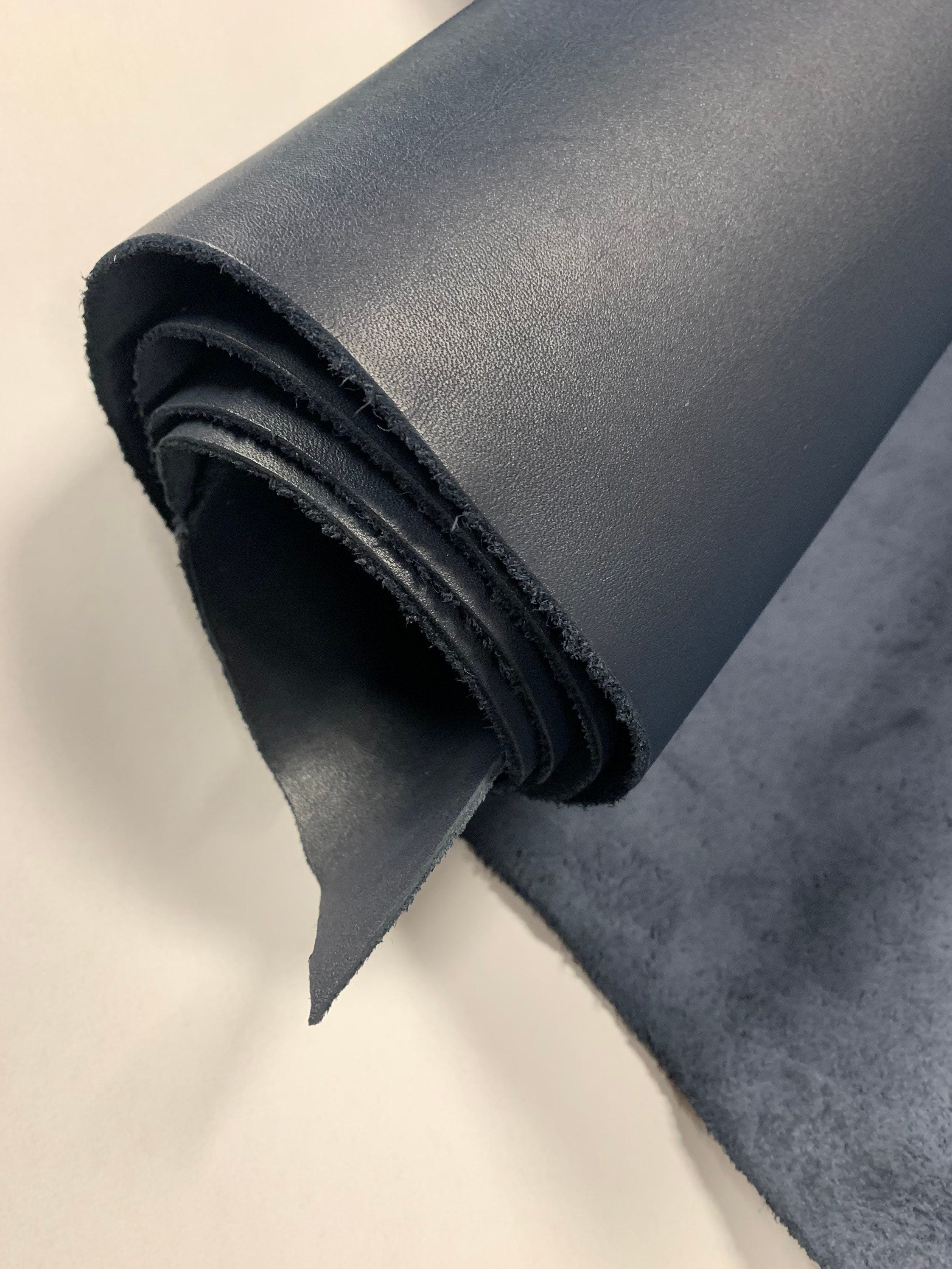 Navy blue 100% real Leather | 1.6 mm 4 OZ | natural genuine leather | Full sides hide | precut sheets panels