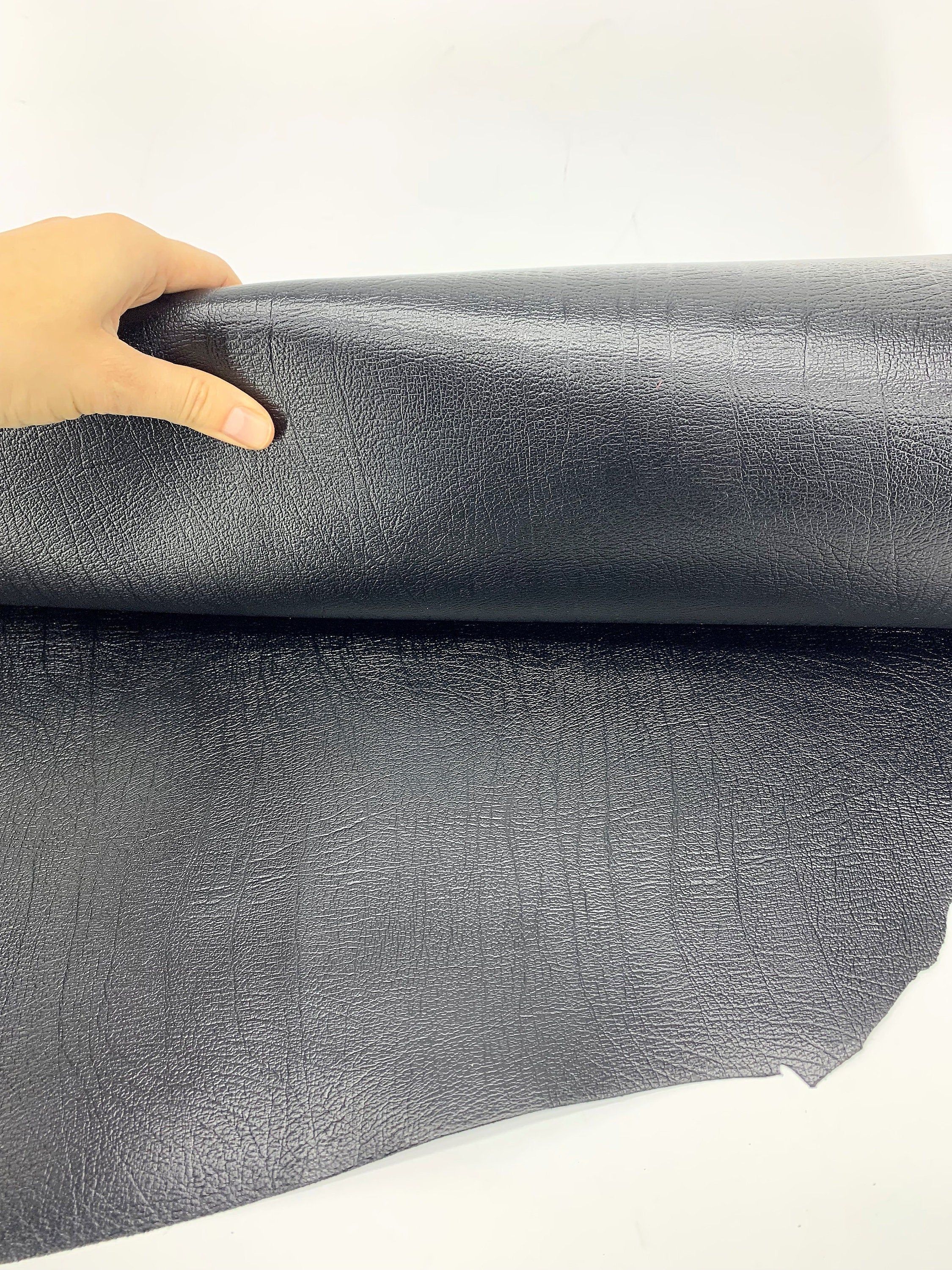 Black leather with print cow |100% natural Leather | 1.1 mm| 2- 3 OZ | Embossed, hot plated surface | sheets precut Fine Elephant print