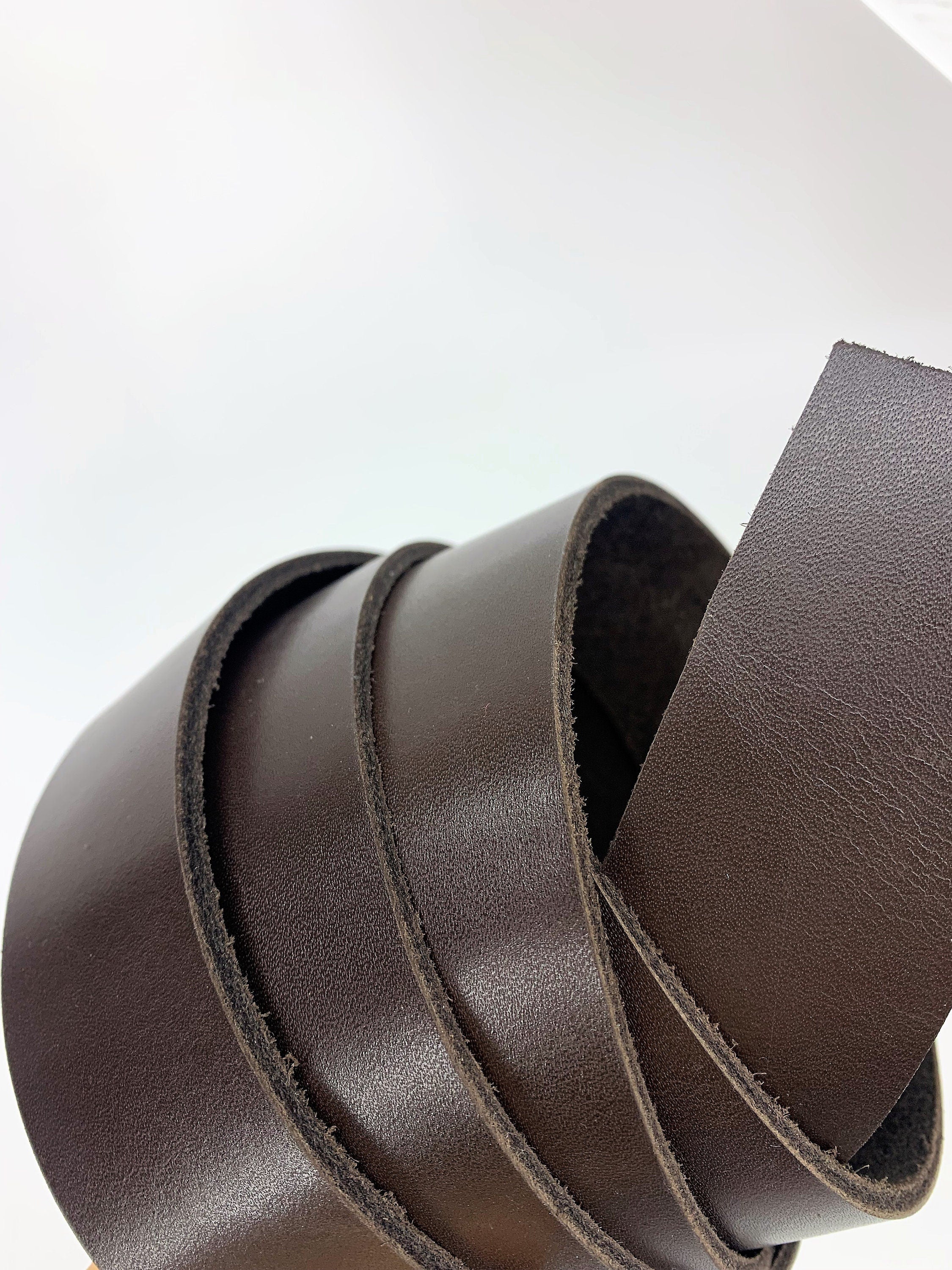 Dark brown shiny strip from natural genuine leather | 130 cm | 51 inch long |  3mm 9-10 oz thick | belt blanks, straps