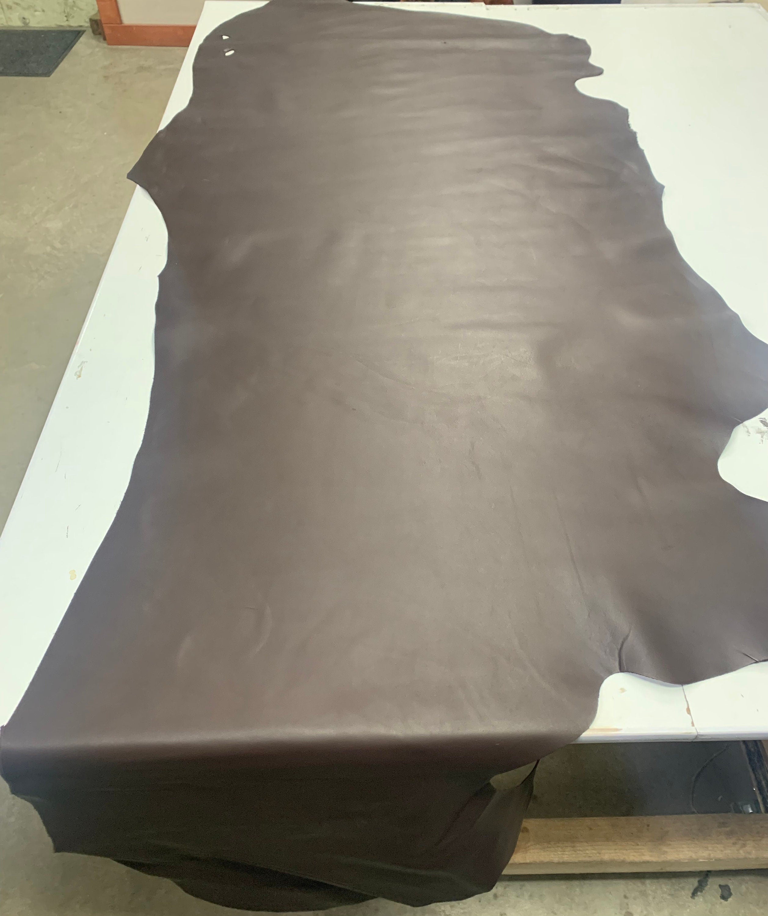 Dark brown cow leather |1.5 mm | 4 oz thick | Real natural hides sides |Precut sheets panels | waxed finishing for burnishing