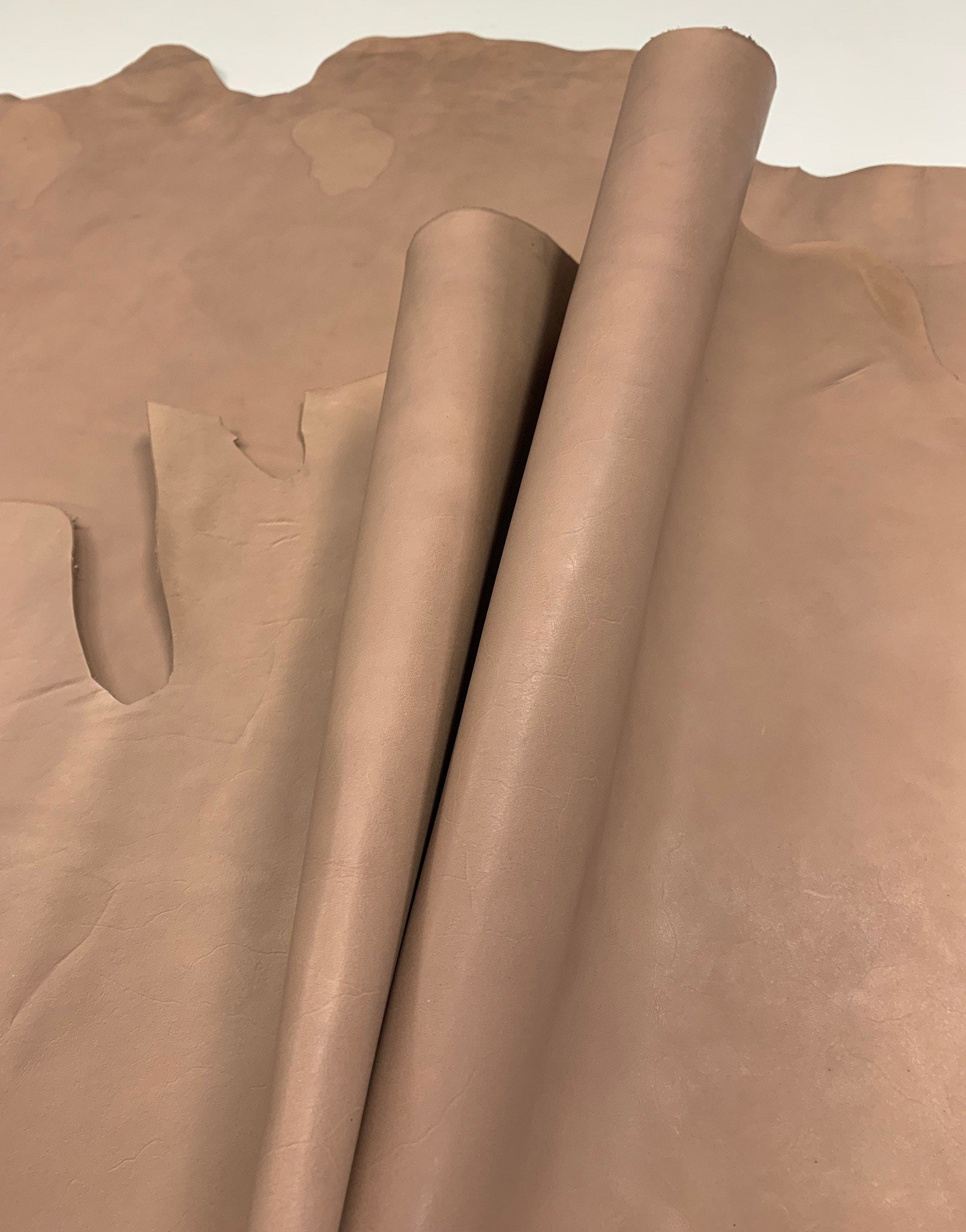 Vegetable tanned dirty nude color leather  pieces | 1.2  mm  3 OZ thick | Waxed surface for burnishing