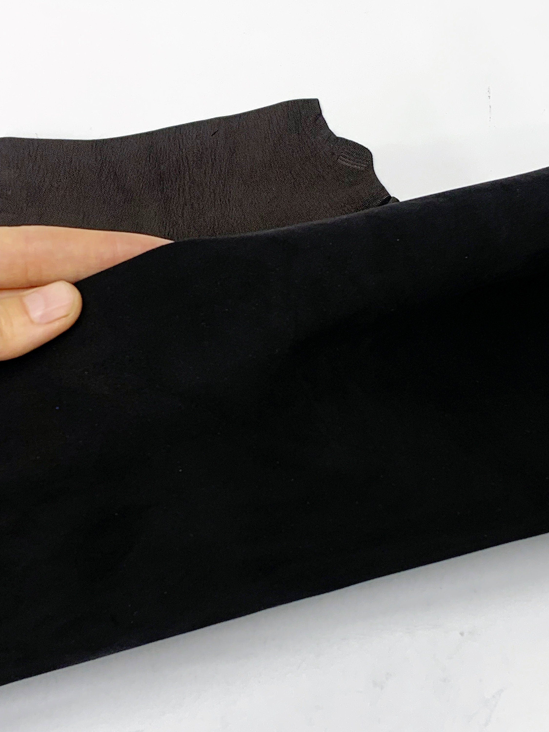 Black goat suede leather | 0.8/1.0 mm |  2-3 oz  thin |  Real natural leather hide