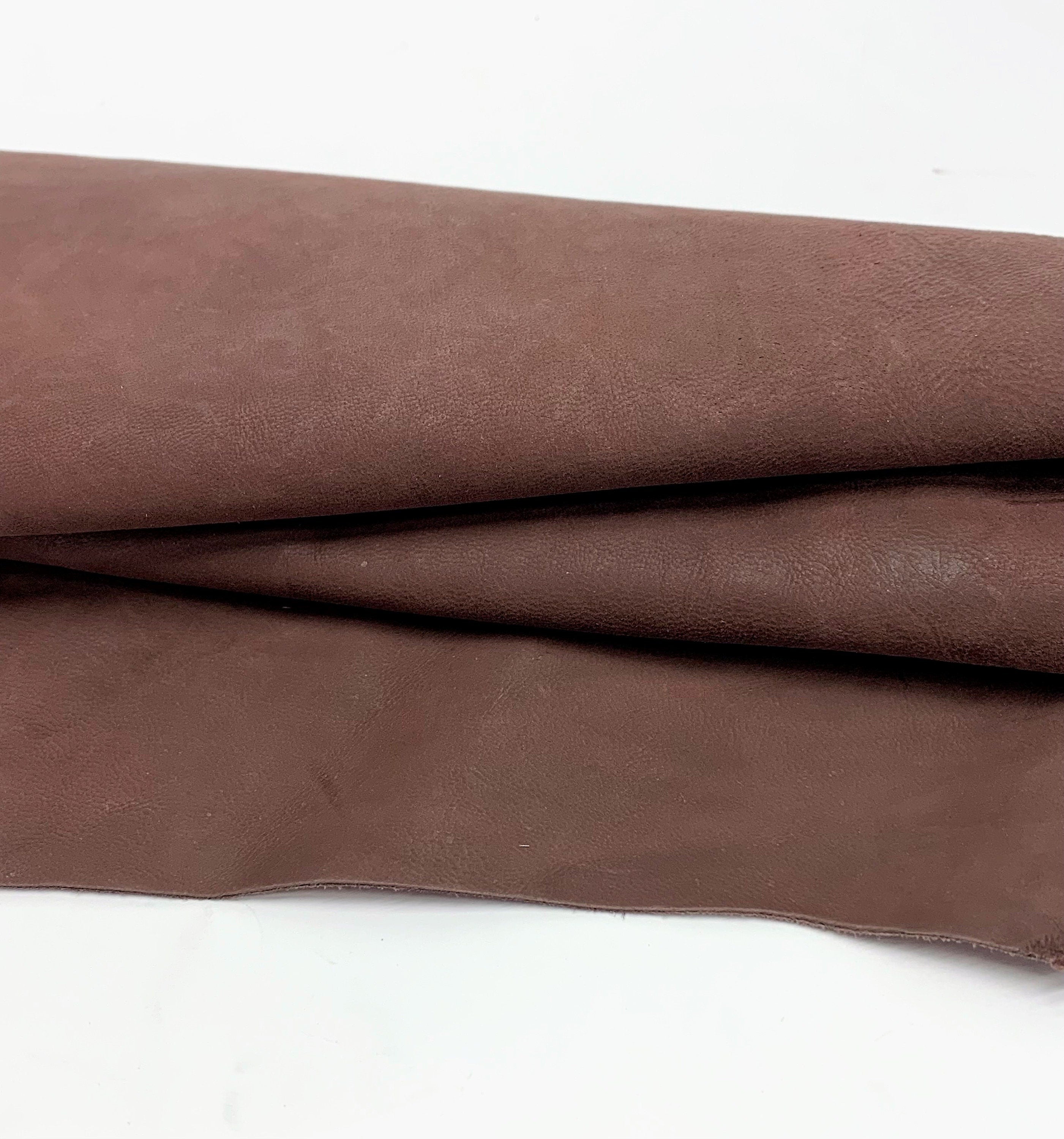 Goat Chestnut brown nubuck | thin 1.0mm | 1-2 oz | Medium temper leather hide