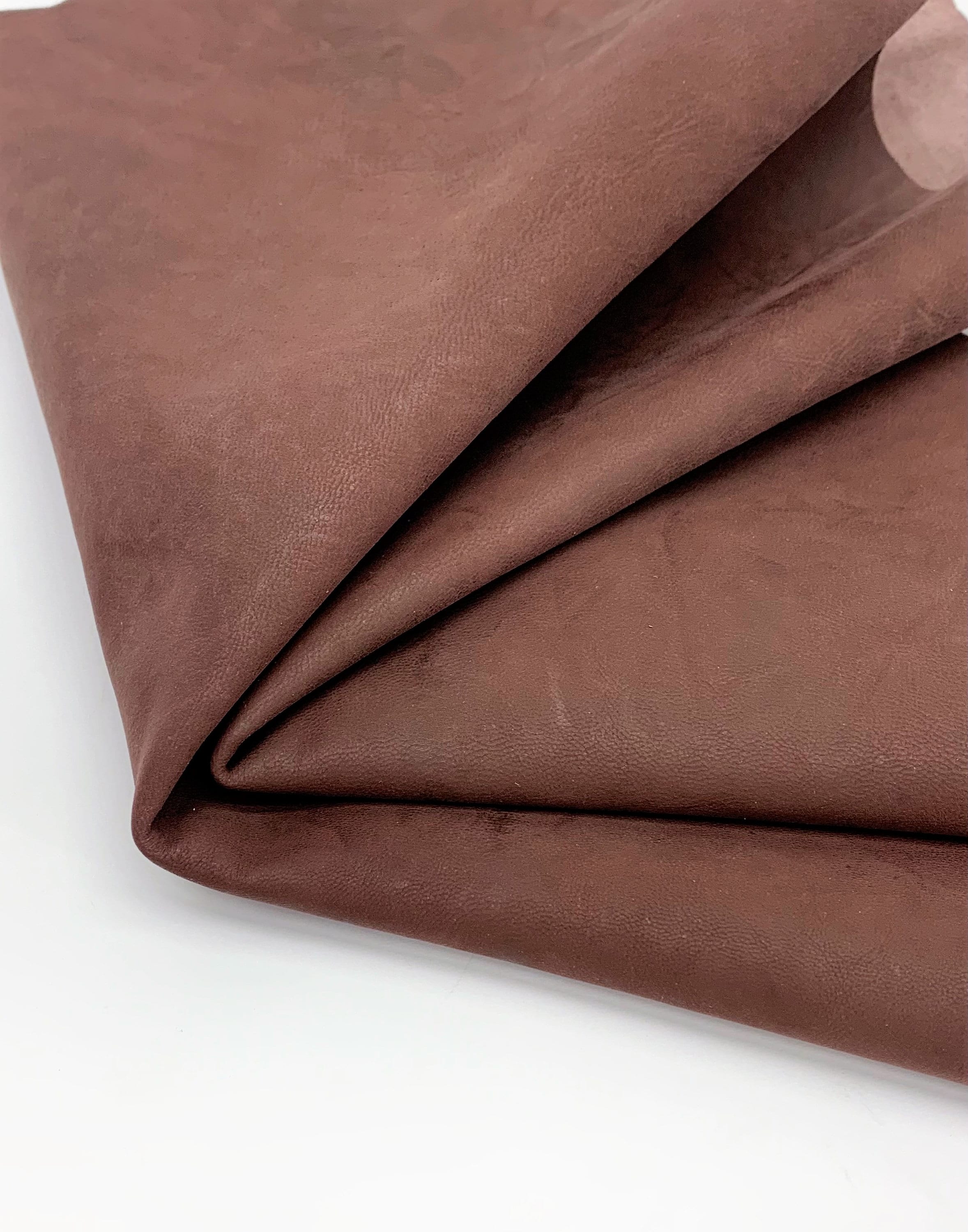 Goat Chestnut brown nubuck | thin 1.0mm | 1-2 oz | Medium temper leather hide