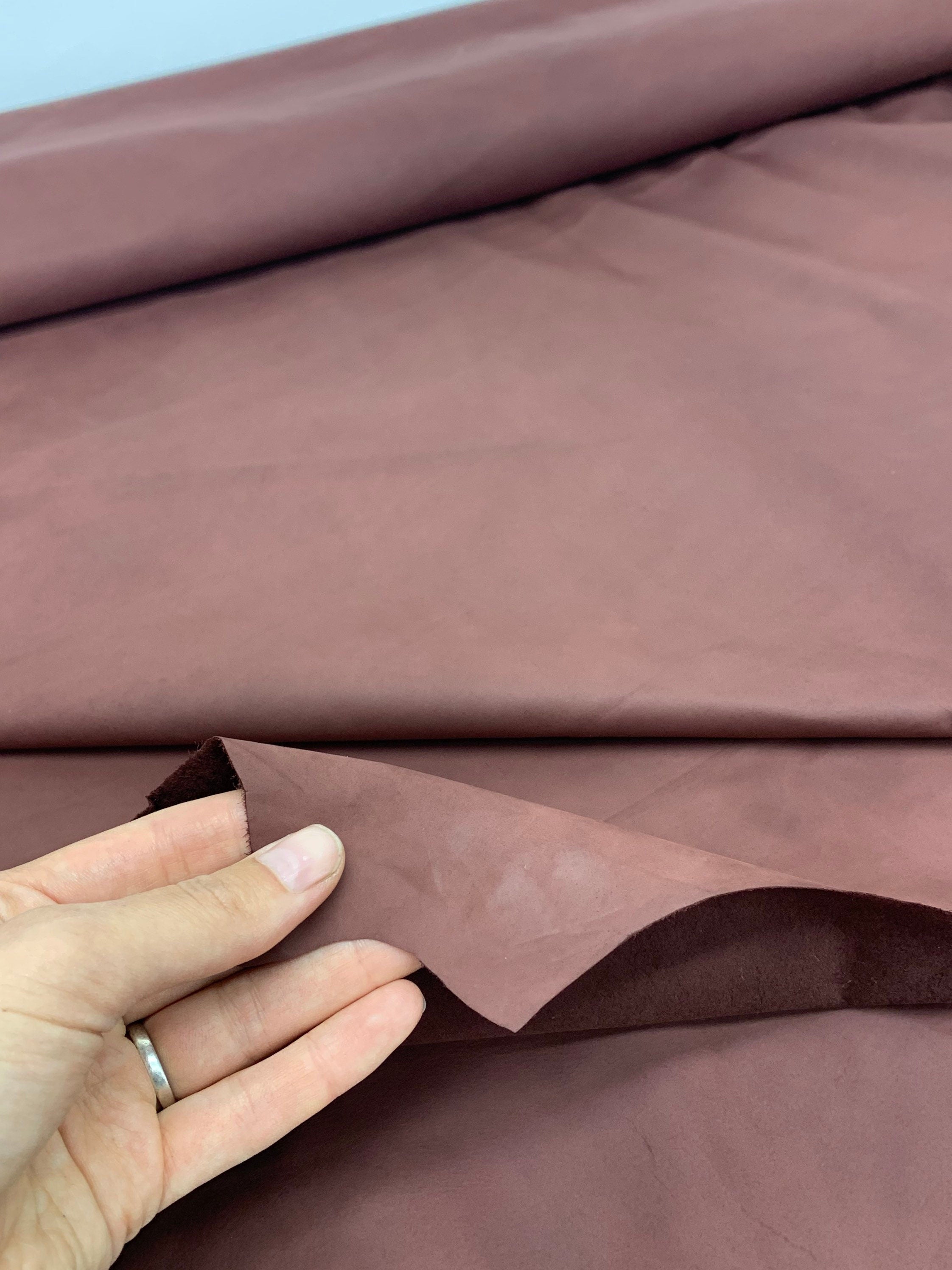 Thin Burgundy nubuck leather| rosewood pink| 0.3-0.4 mm | Soft, elastic | Calf hides skins | For gloves garment dress suit jacket pants