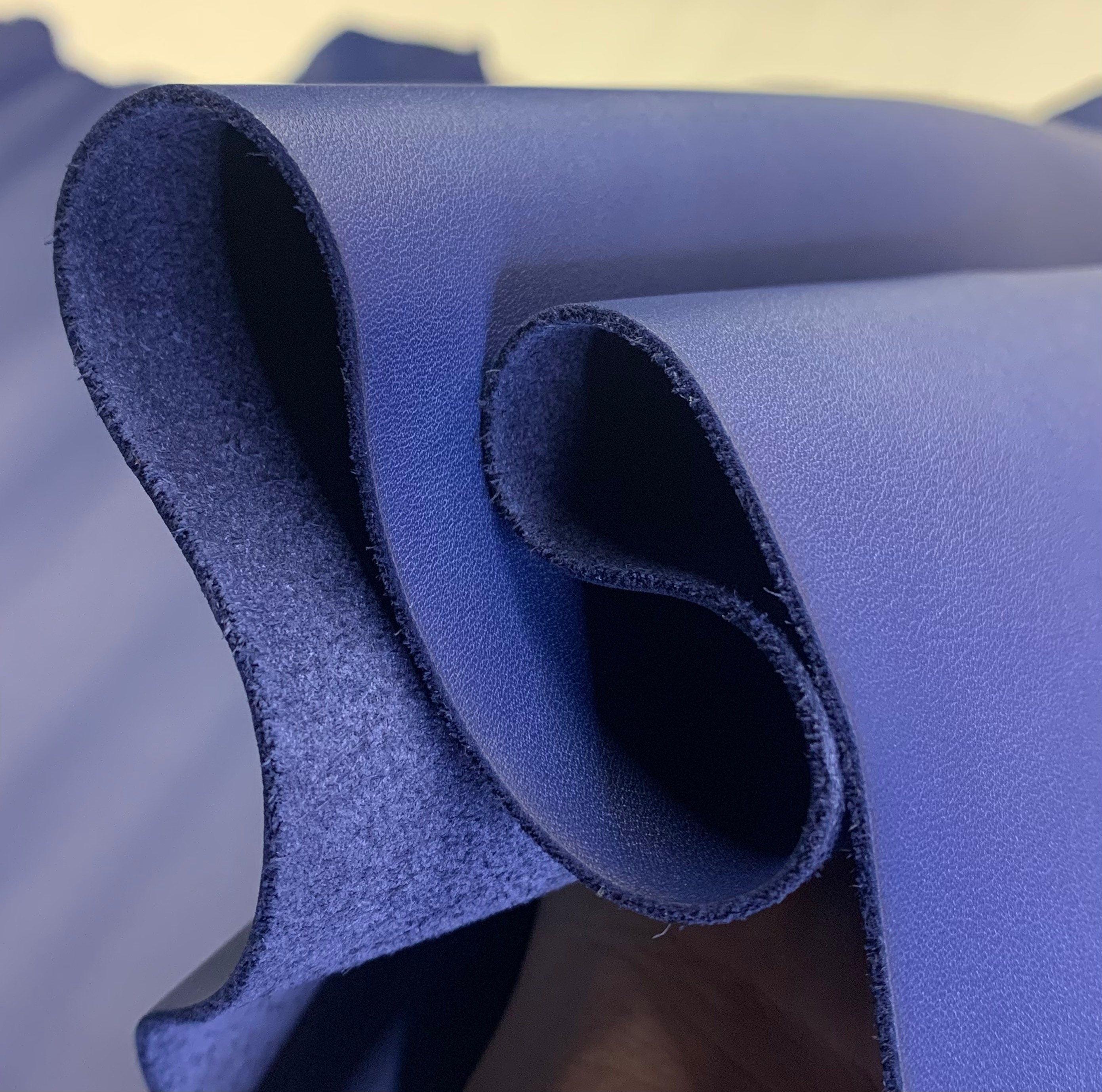 Blue nappa Royal Full Grain Side | 1.6-1.8 mm 4-5 OZ | Real natural genuine leather | Flat surface skin | sheets precut for bags, shoes