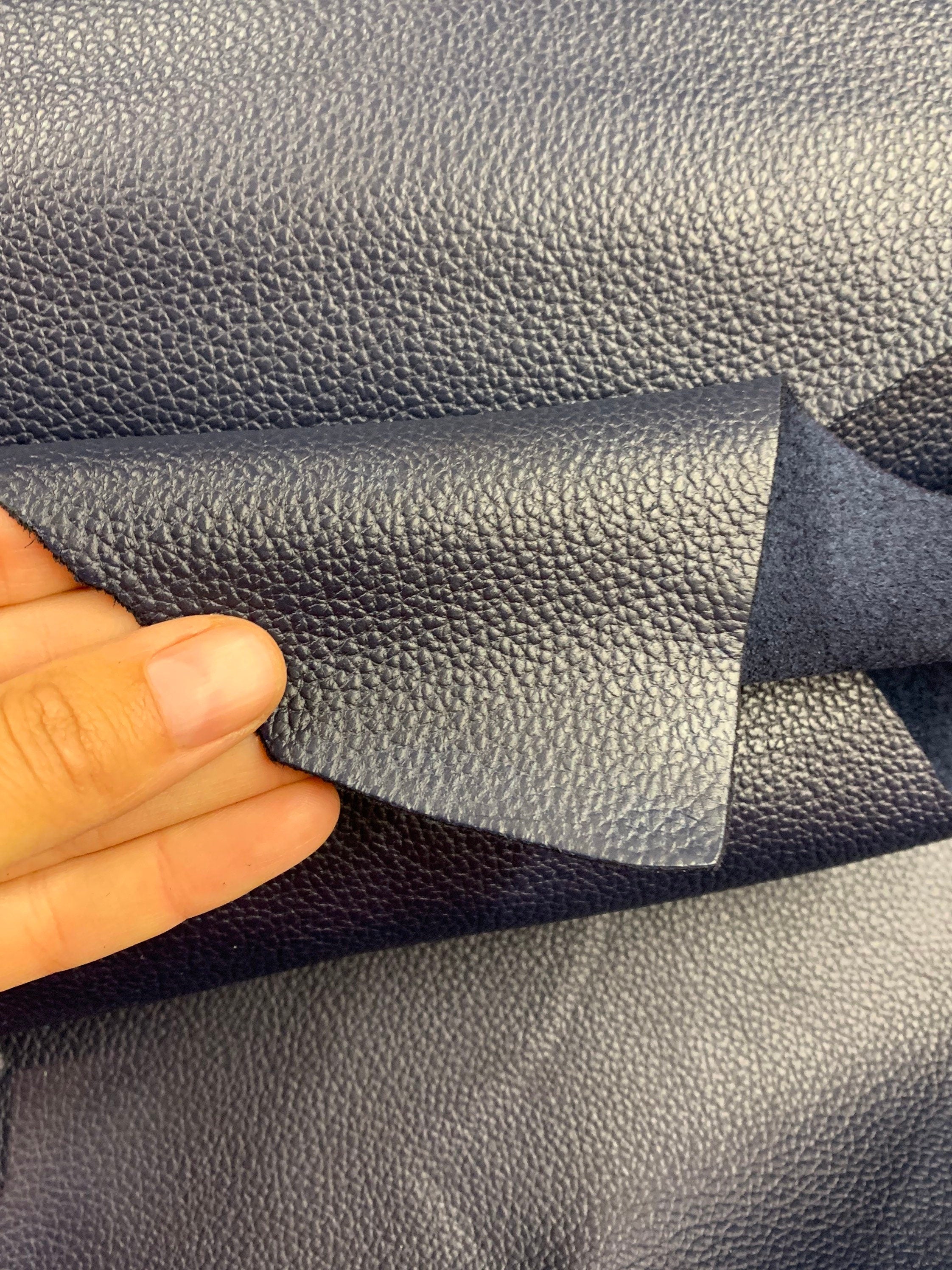 Navy blue leather  pebbled natural cow |1.4-1.6 mm | 3-4 0z Real natural hide skin |Precut sheets panels