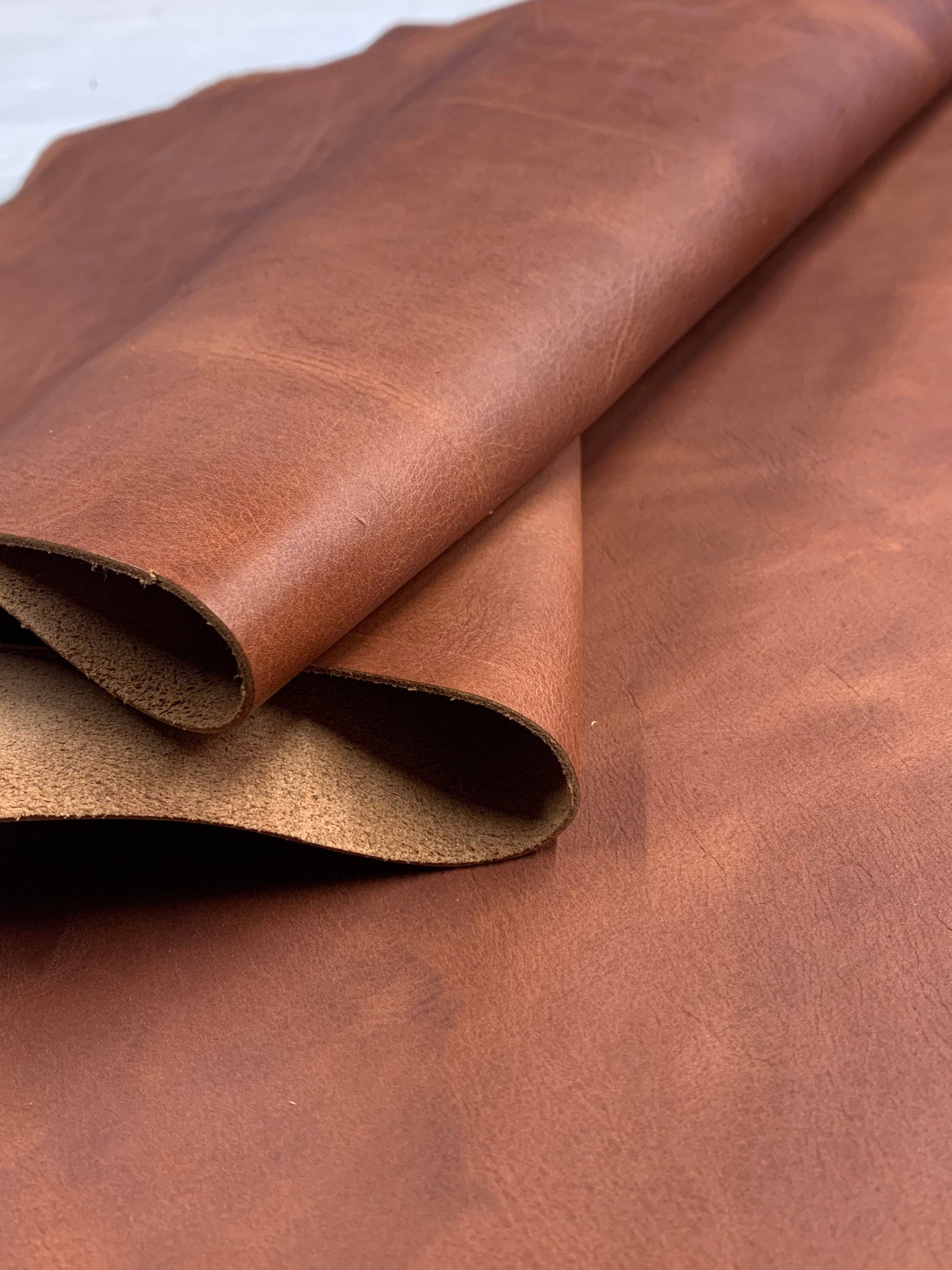 Brown Cognac Real Leather Veg Tan  | 1.4 mm  3-4 OZ | SOFT Matt| For bags, bookbinding, covers italian