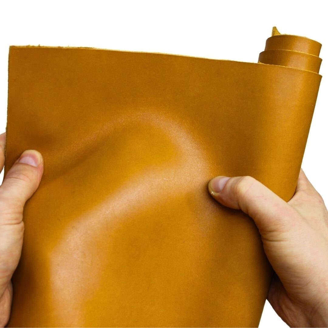 Vegetable tanned full grain 100% genuine cowhide leather thick | 2.5-2.8 mm| 7OZ| Tan Cognac | oil tanned