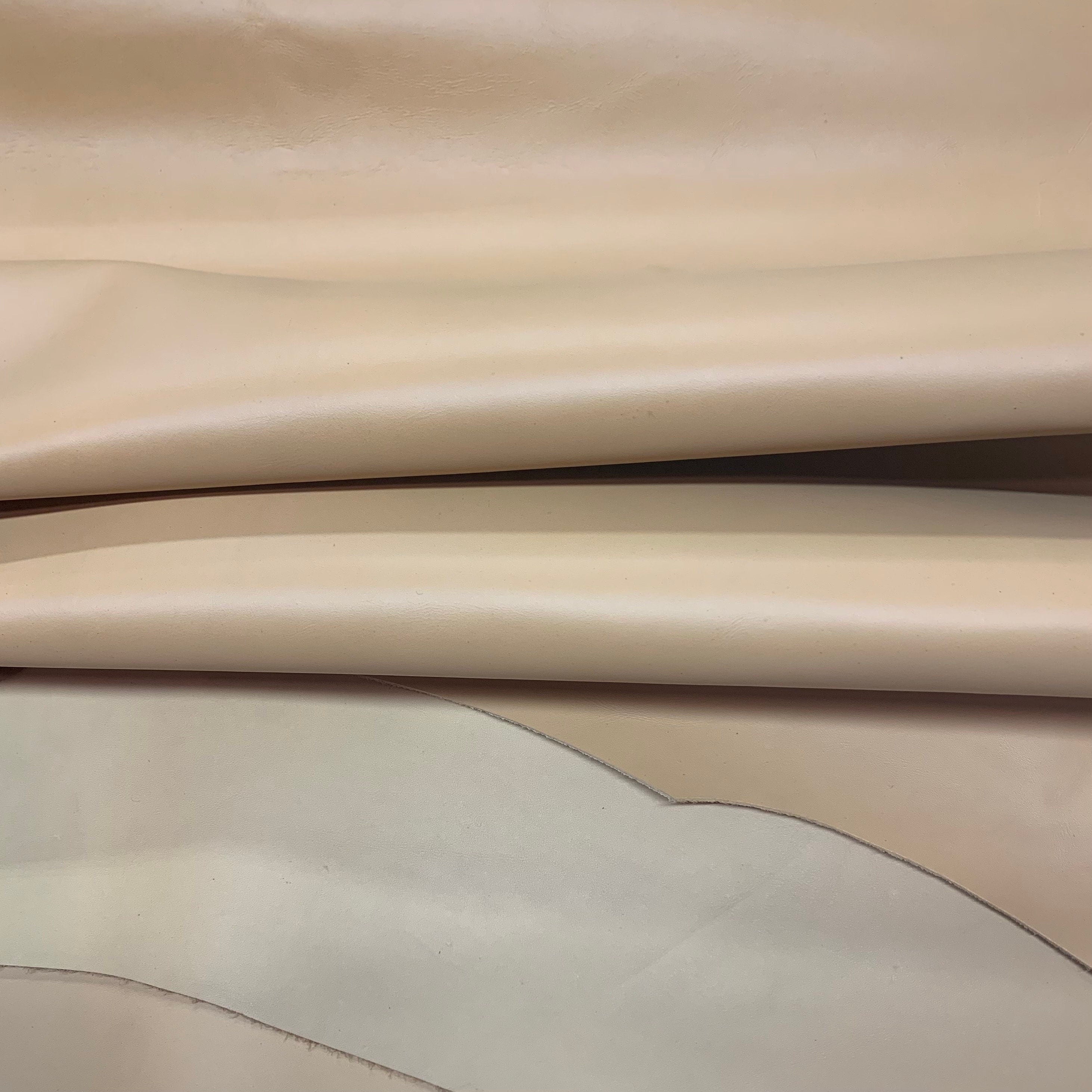 Tan light brown real calf leather | 1mm 2.5 OZ oz | natural cow leather | Precut panels sheets | lining shoes, bags, medium stiff