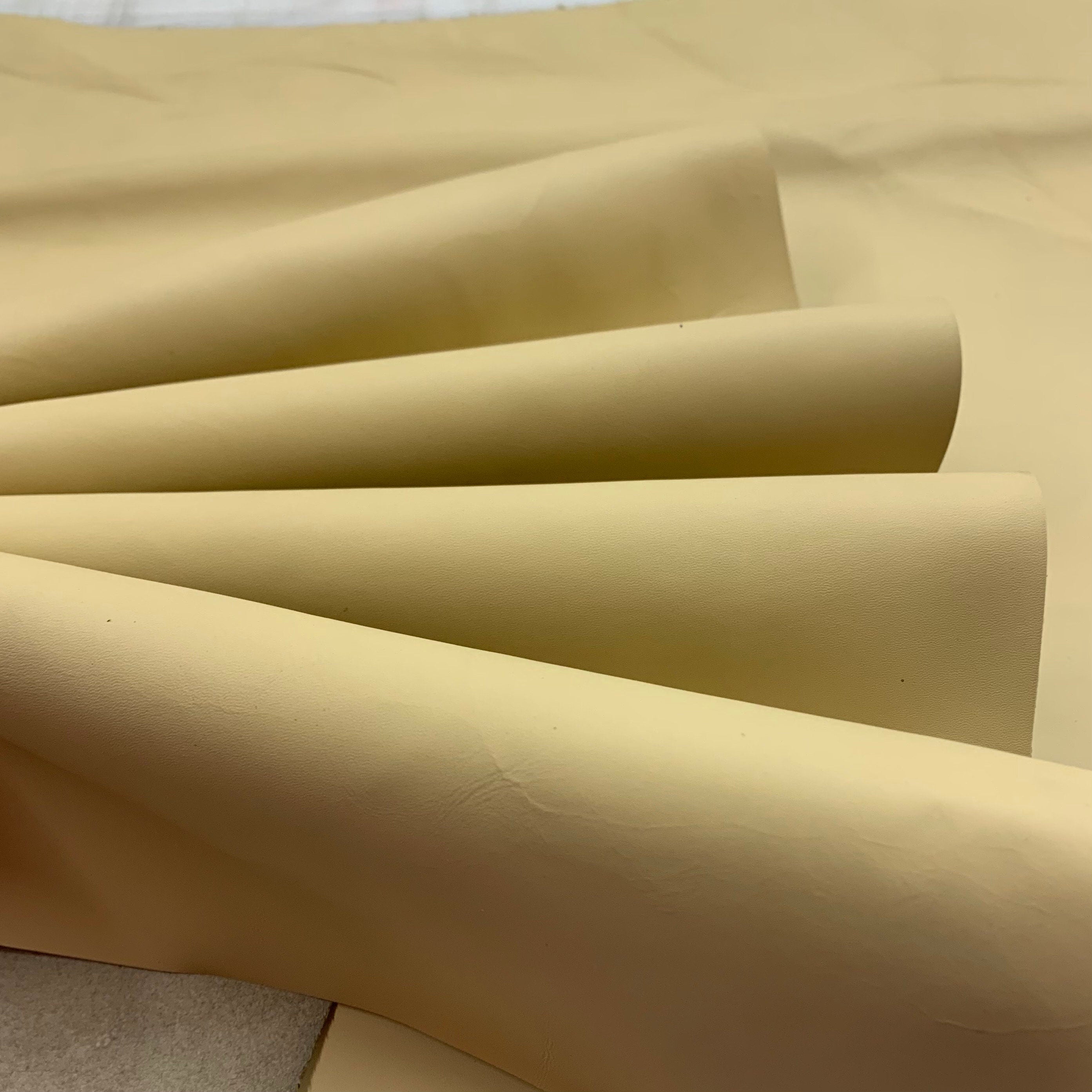 Beige real leather | thin 0.9mm 2oz | natural leather | Precut panels sheets | for lining projects shoes bags | tan yellow undertone