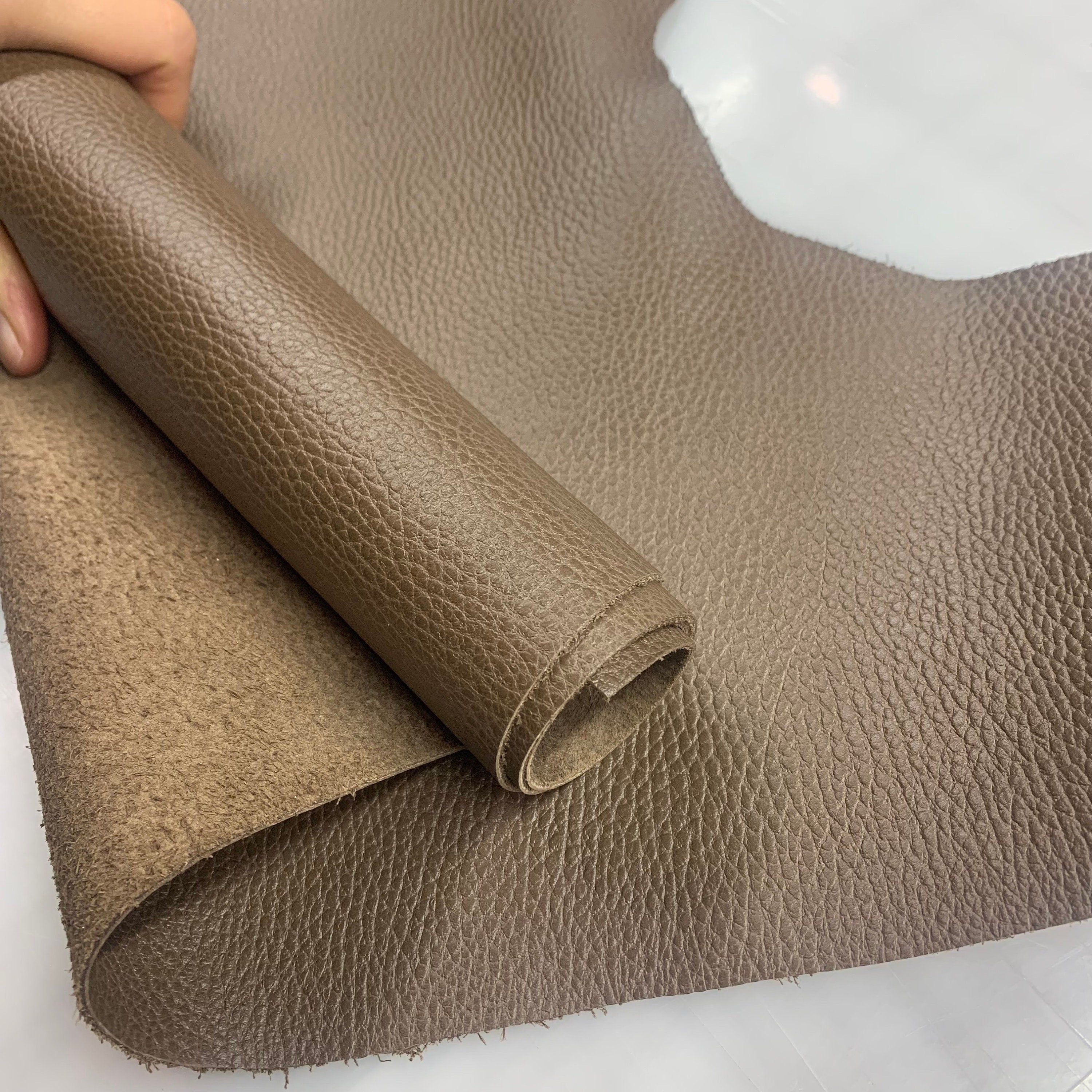 Brown leather pebbled natural cow |1.6 mm | 4 0z Real natural hide skin |Precut sheets panels milled