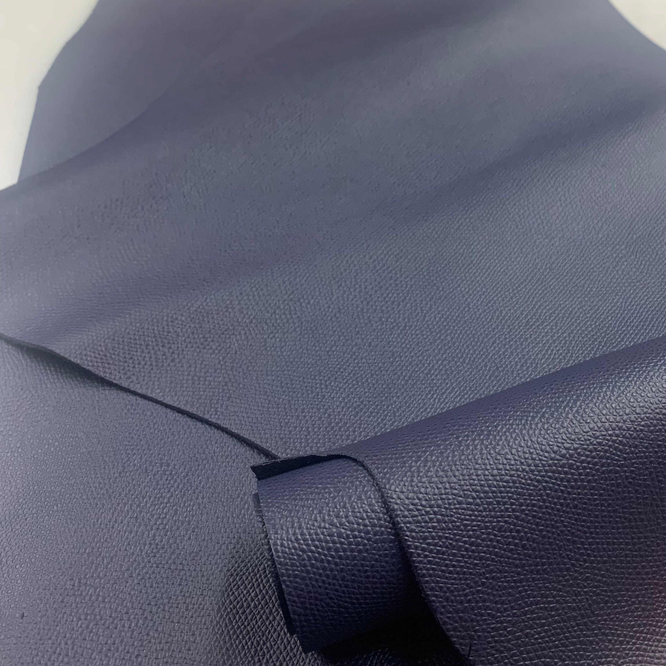 Blue leather | matt Saffiano cow | navy dark | 1.2-1.4mm | 3 OZ | Real natural hide side | precut sheet panel | for handbags, shoes