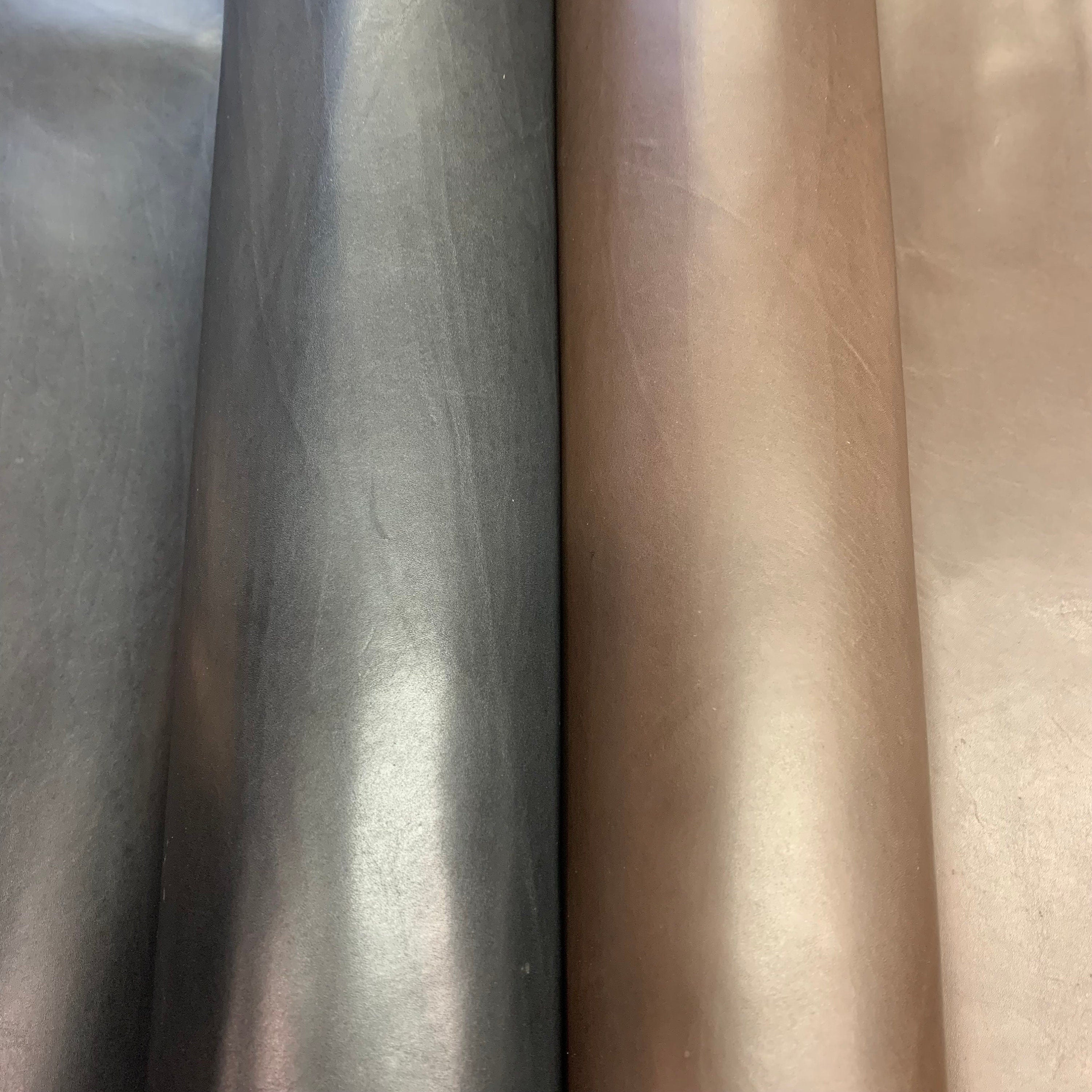 Black dark brown leather 1 mm cow calf | mid-stiff | hides sheets | for bags, shoes, wallets | roll