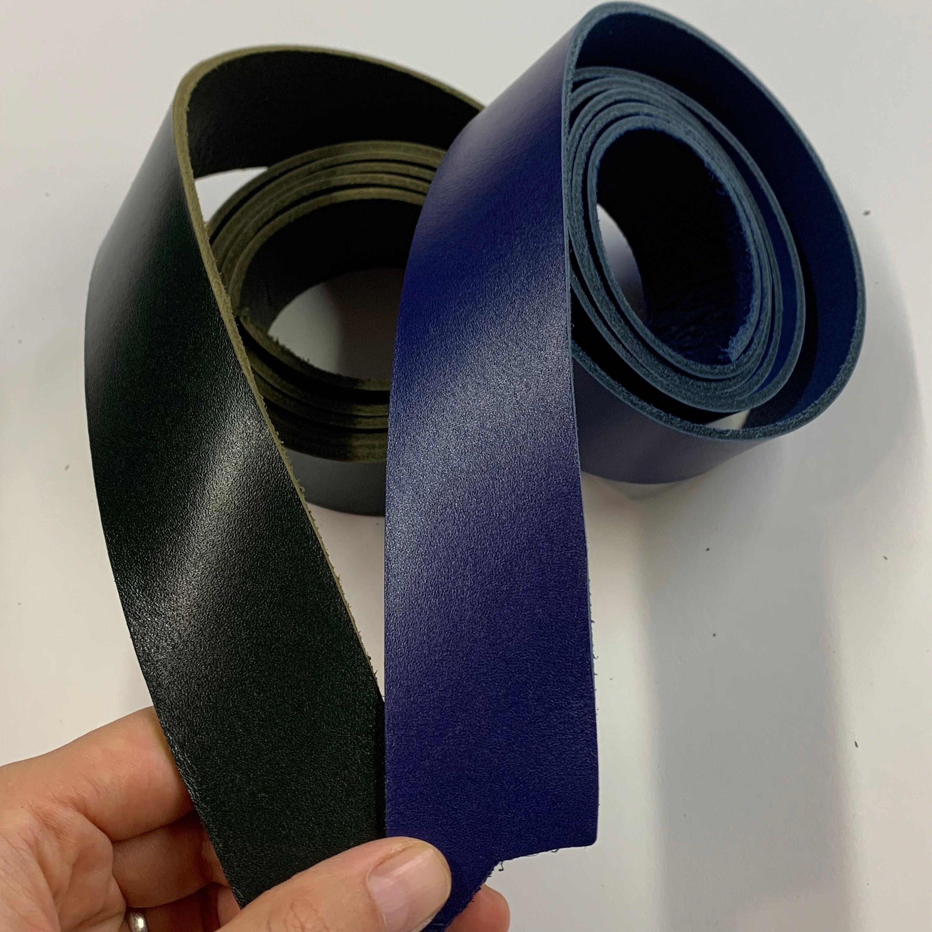 Blue Green leather straps | 150 cm, 59 inch long | 3.2 mm, 8 oz thick | for belts, leathercraft