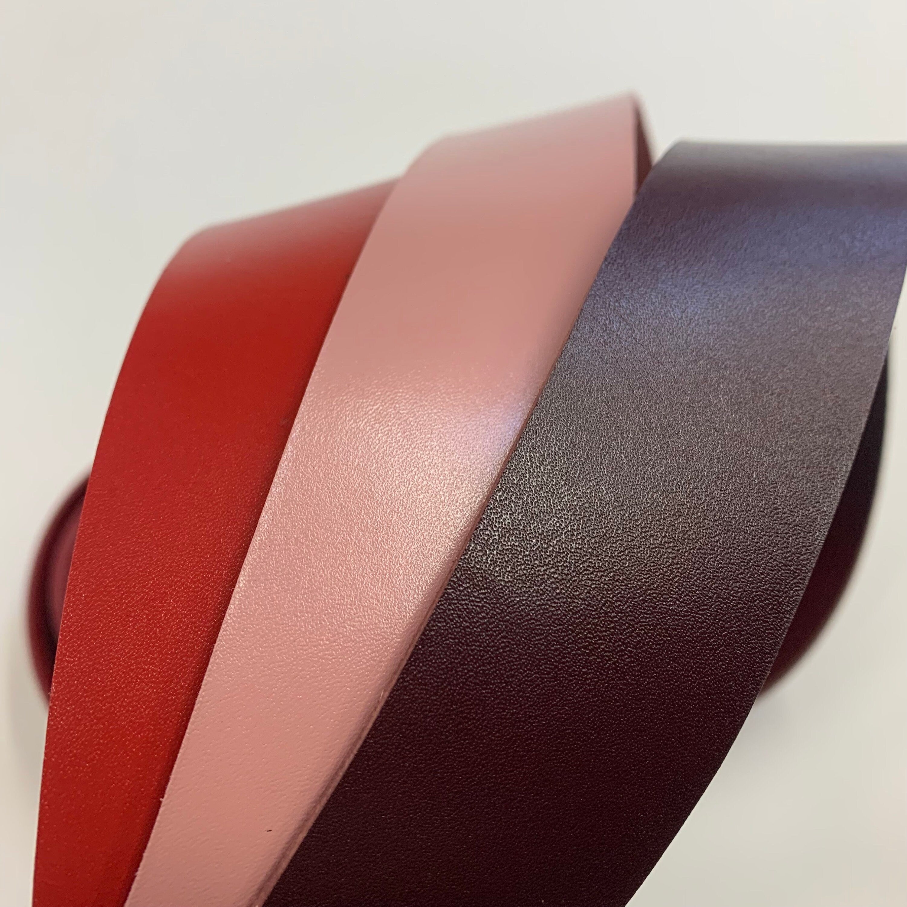 Burgundy Red Pink leather straps | 150 cm, 59 inch long | 2.8-3 mm, 7-8 oz thick | for belts, leathercraft