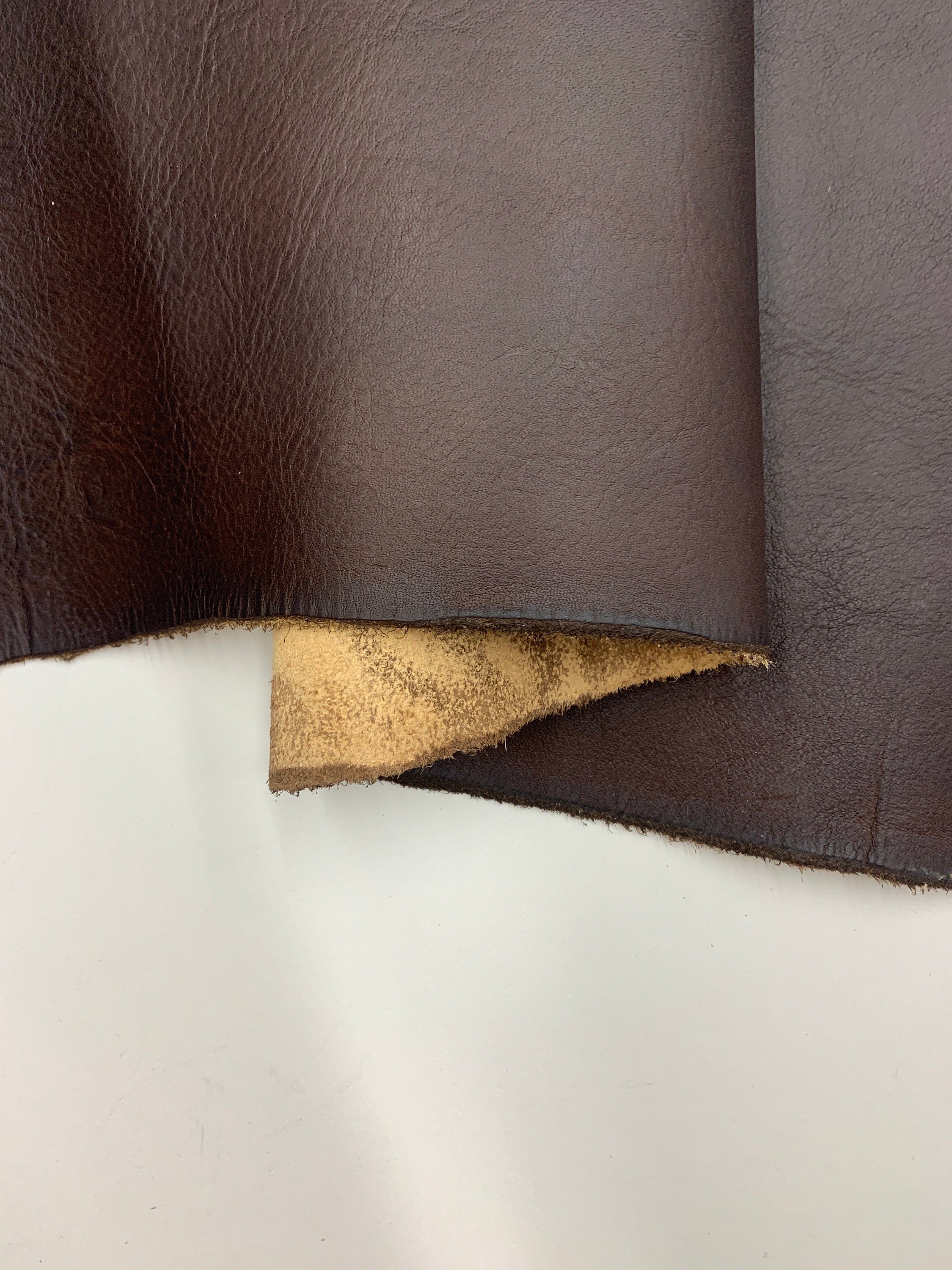 Dark Brown Leather Vegetable tanned Italian | mid-soft natural | 1.6 mm 4oz | calf belly | sheets panels for bags shoes crafts leathercraft