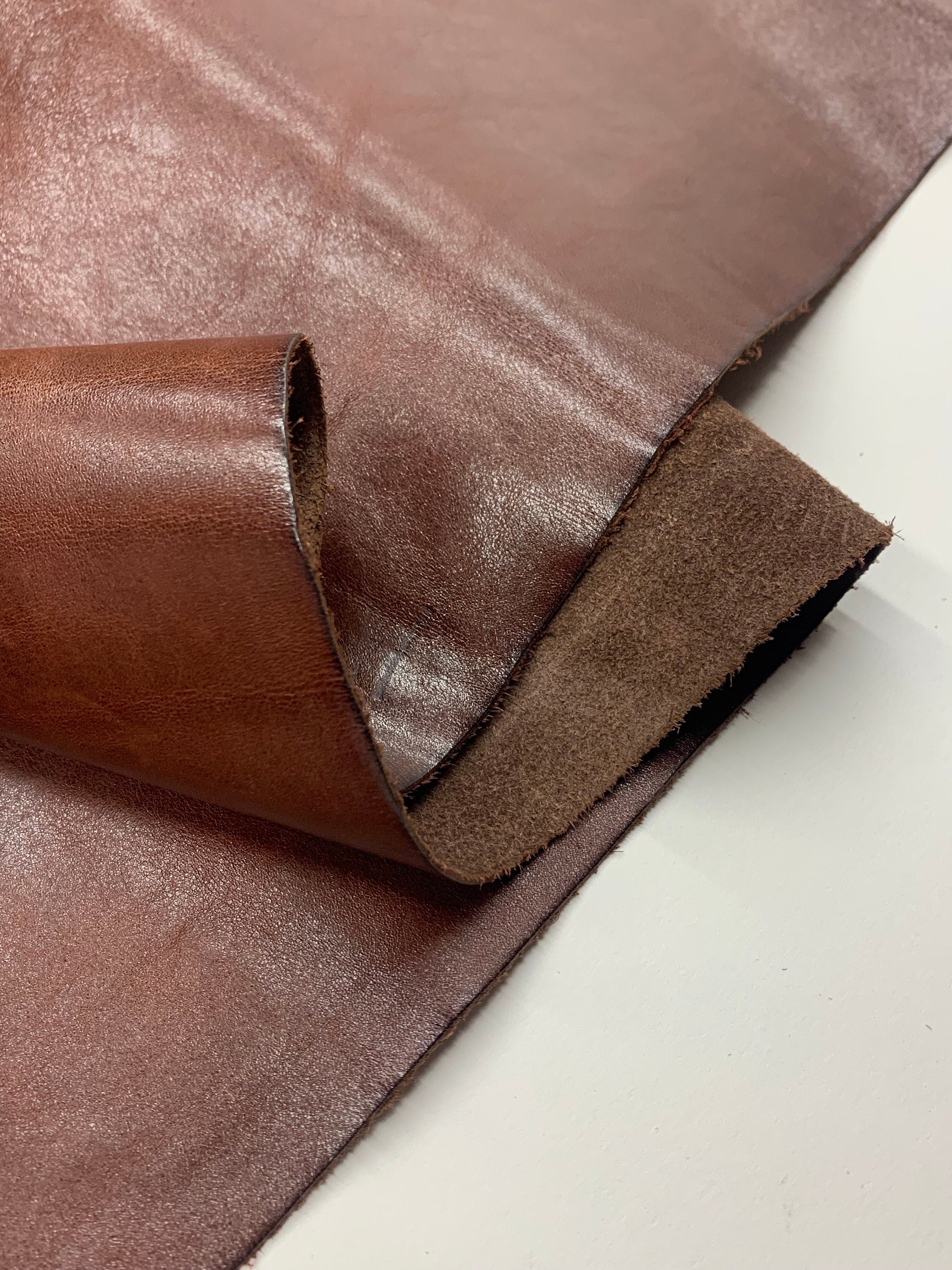 Brown Italian Vegetable tanned soft natural leather 1.2 mm 3 oz Dark Brown Distressed nappa sheets panels for bags shoes crafts