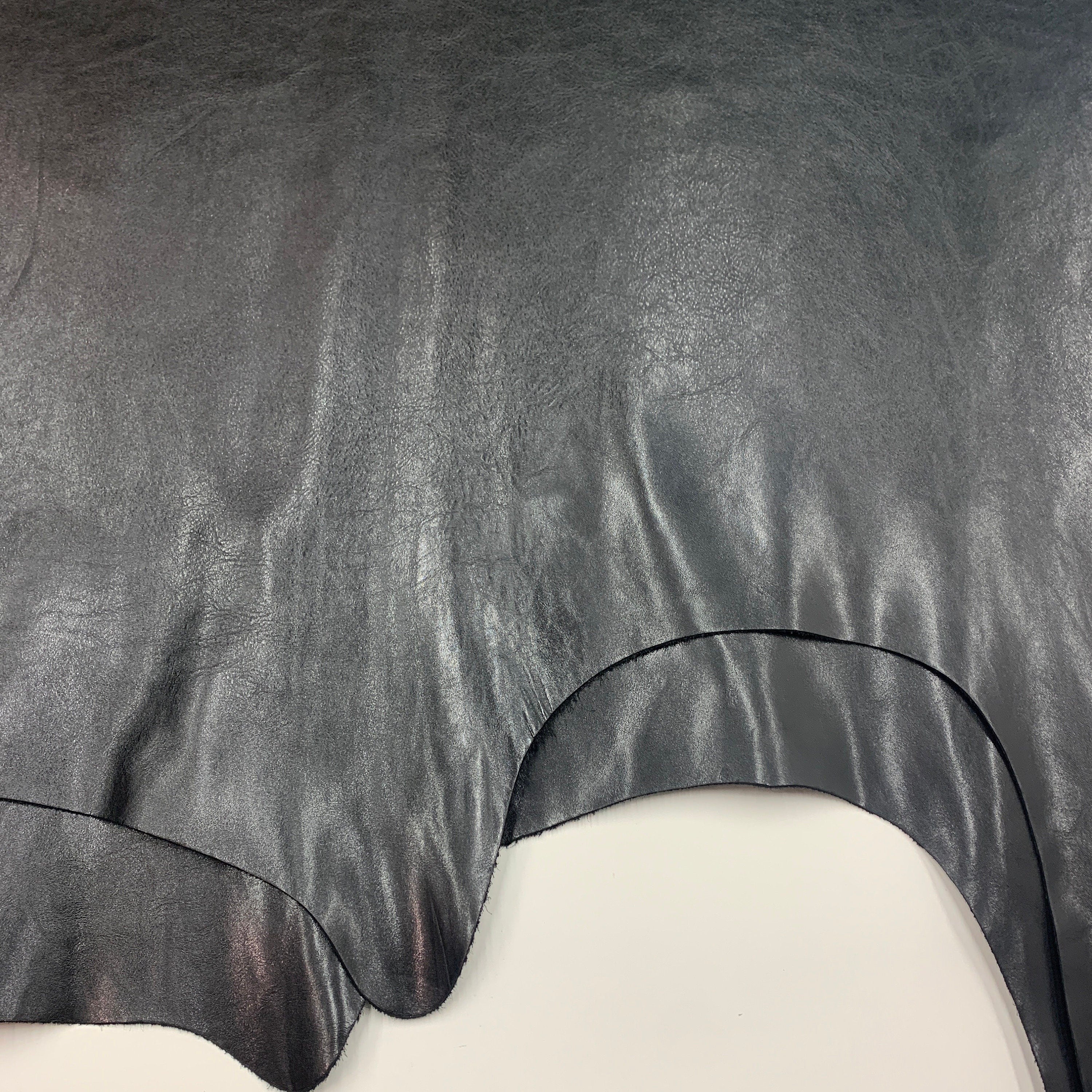 Black Leather | Soft Vegetable tanned leather 1.6 mm 4 oz sheets panels | for shoes, bags