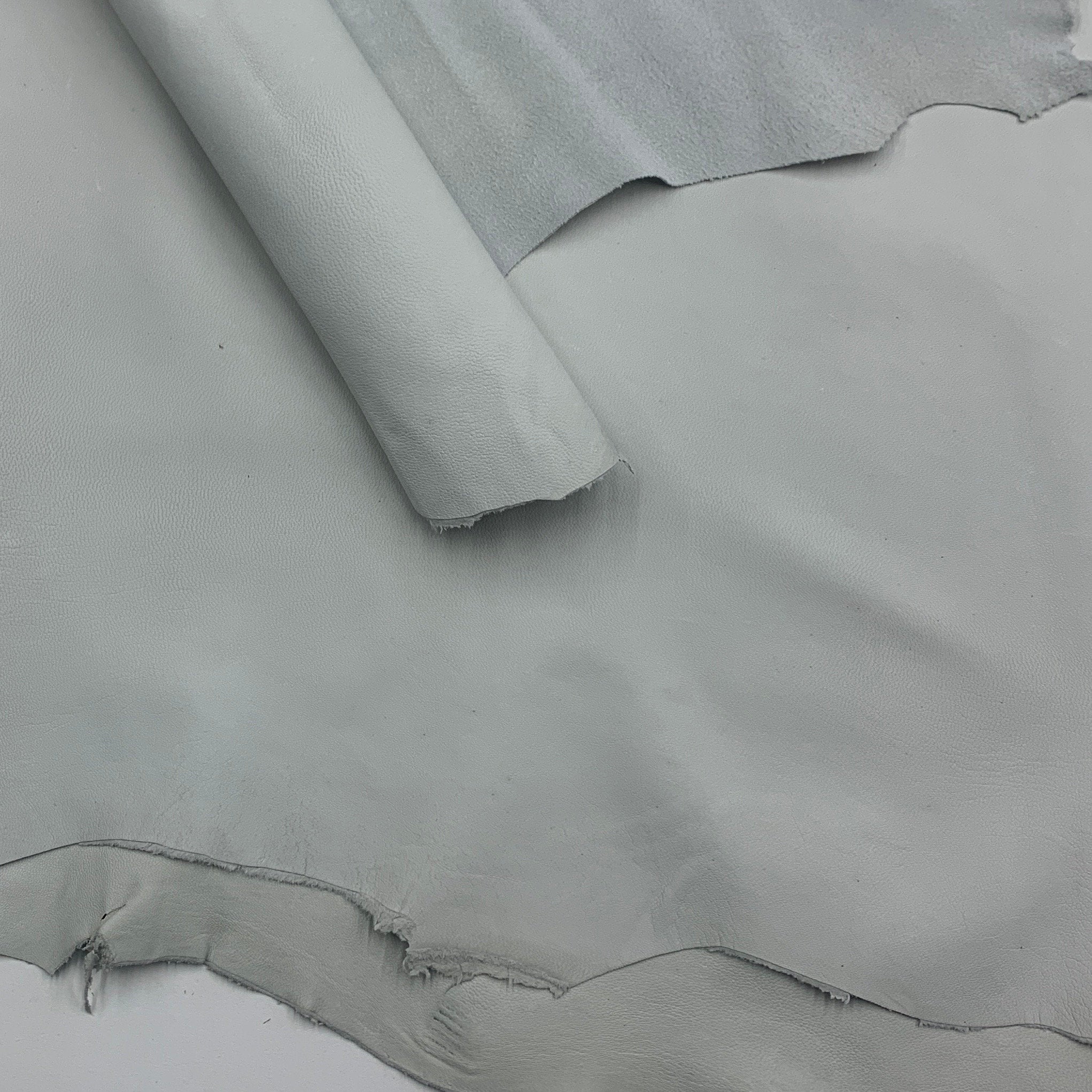 Thin off white leather | 0.6 mm 1-2oz | light gray | sheep hides skins | For lining bookbinding distressed