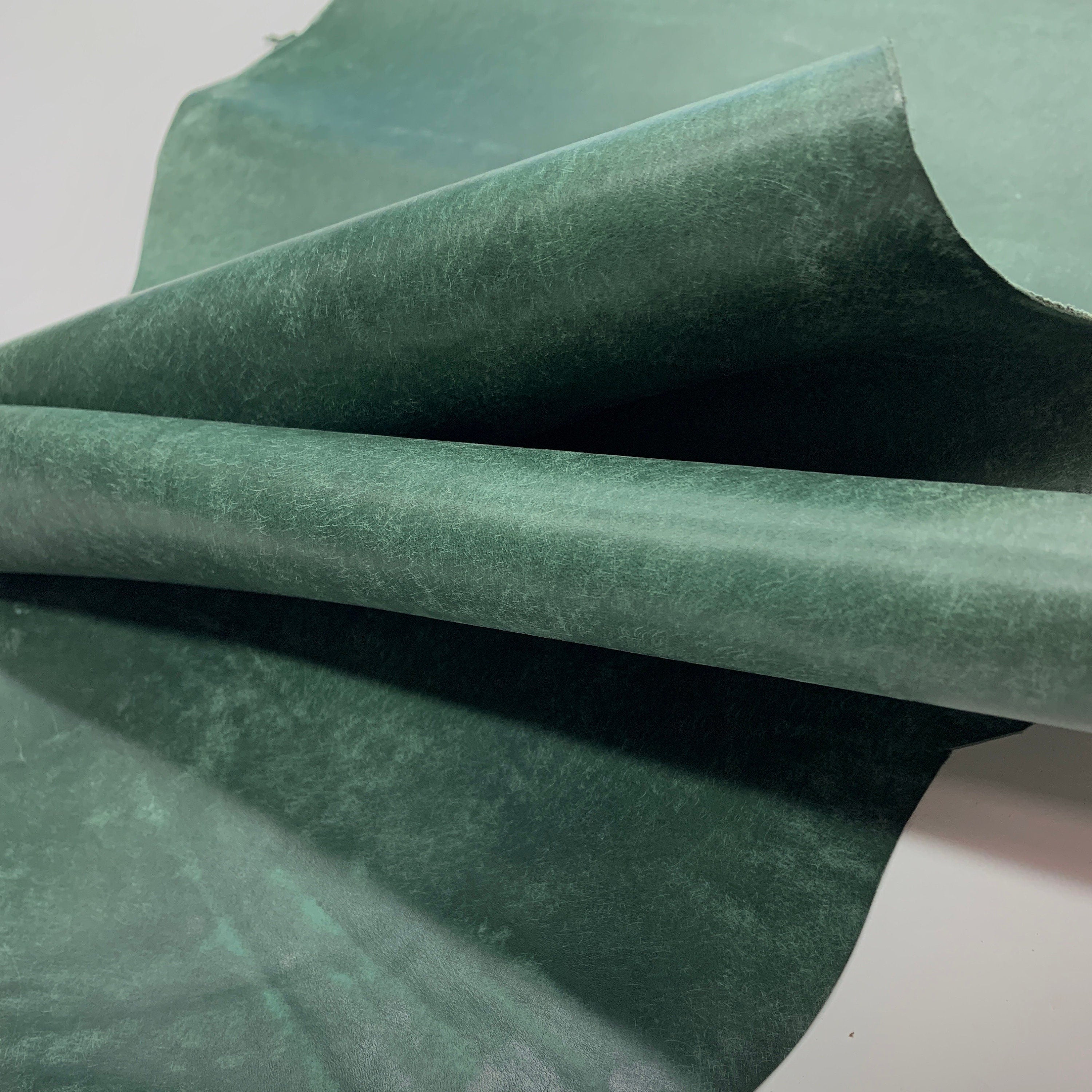 Dark Green Leather | Maya pueblo Vegetable tanned sheets | Top Grain 1.4 mm 3-4 OZ | for bags, shoes, purses, wallets