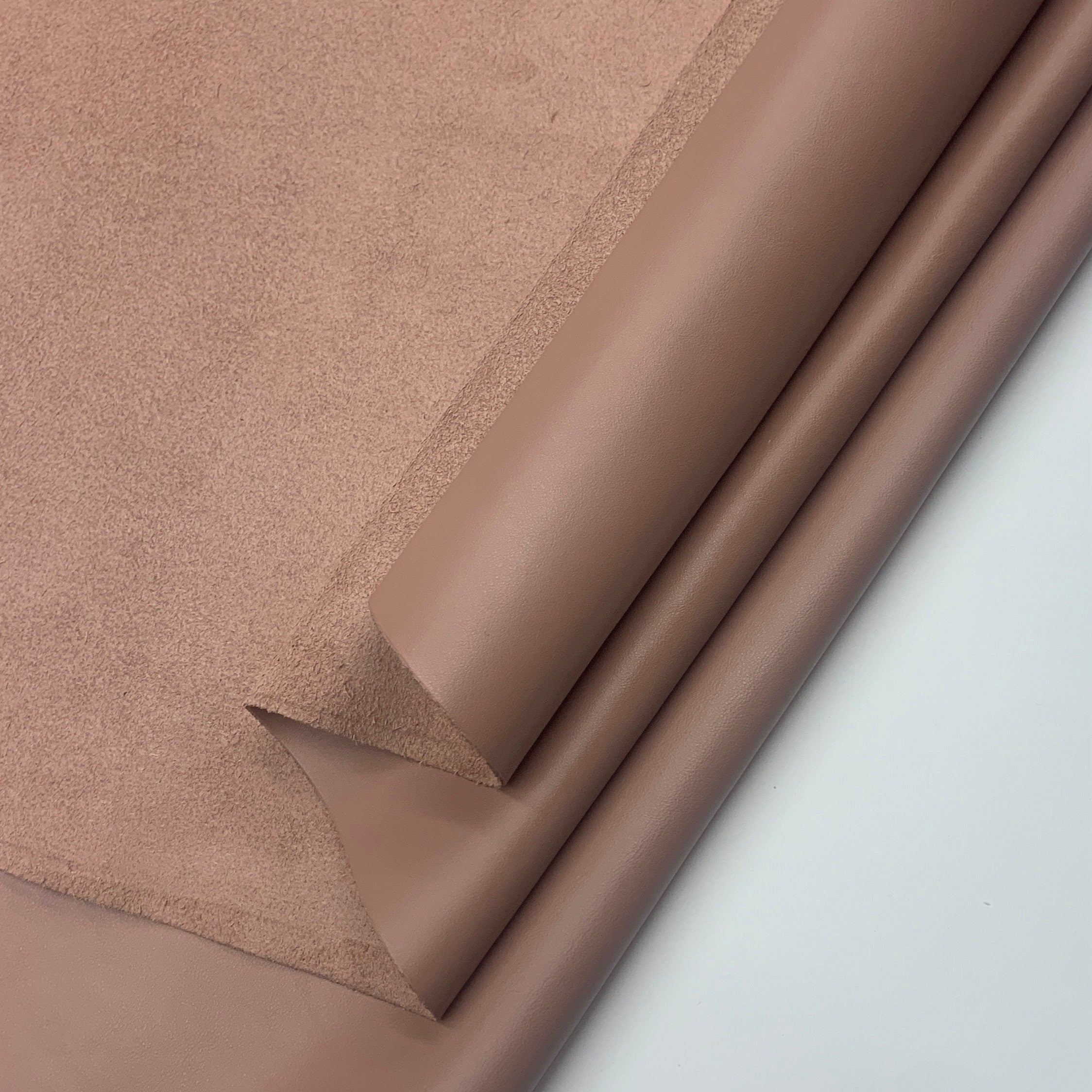 Beige leather blush 100% real | 1.2mm | 3oz | dark pink | natural cow hides sides | precut panels sheets | soft for bags, shoes