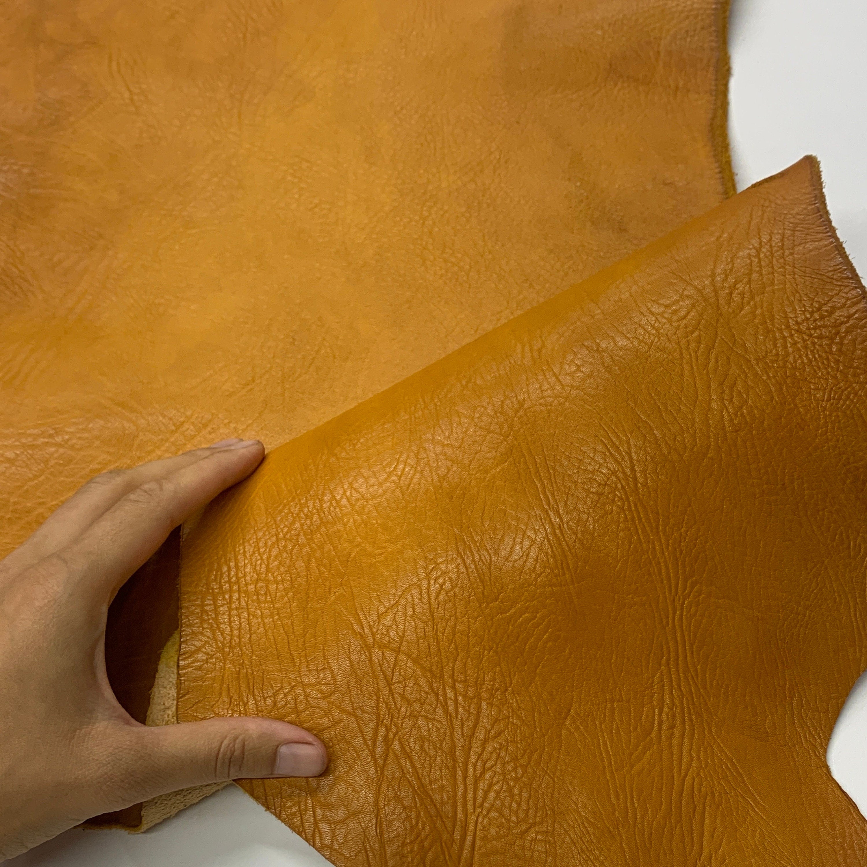 Yellow Tan Leather Vegetable tanned Italian | mid-soft natural | 2 mm 5oz | calf belly | sheets panels for bags shoes crafts