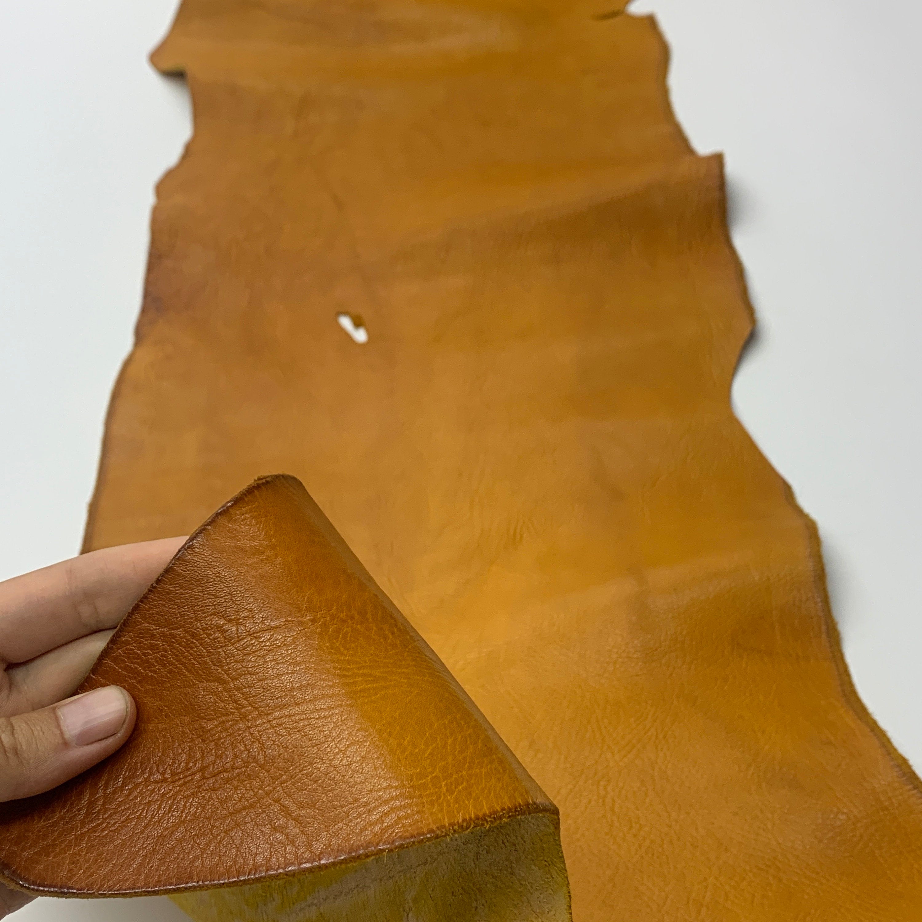 Yellow Tan Leather Vegetable tanned Italian | mid-soft natural | 2 mm 5oz | calf belly | sheets panels for bags shoes crafts