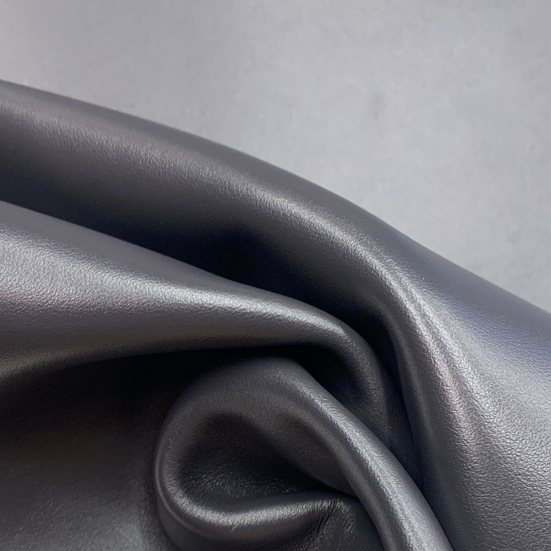 Dark gray leather nappa Full Grain Side | 1.4 mm 3-4 OZ | asphalt| Real natural leather | Flat surface | sheets panels precut leathercraft