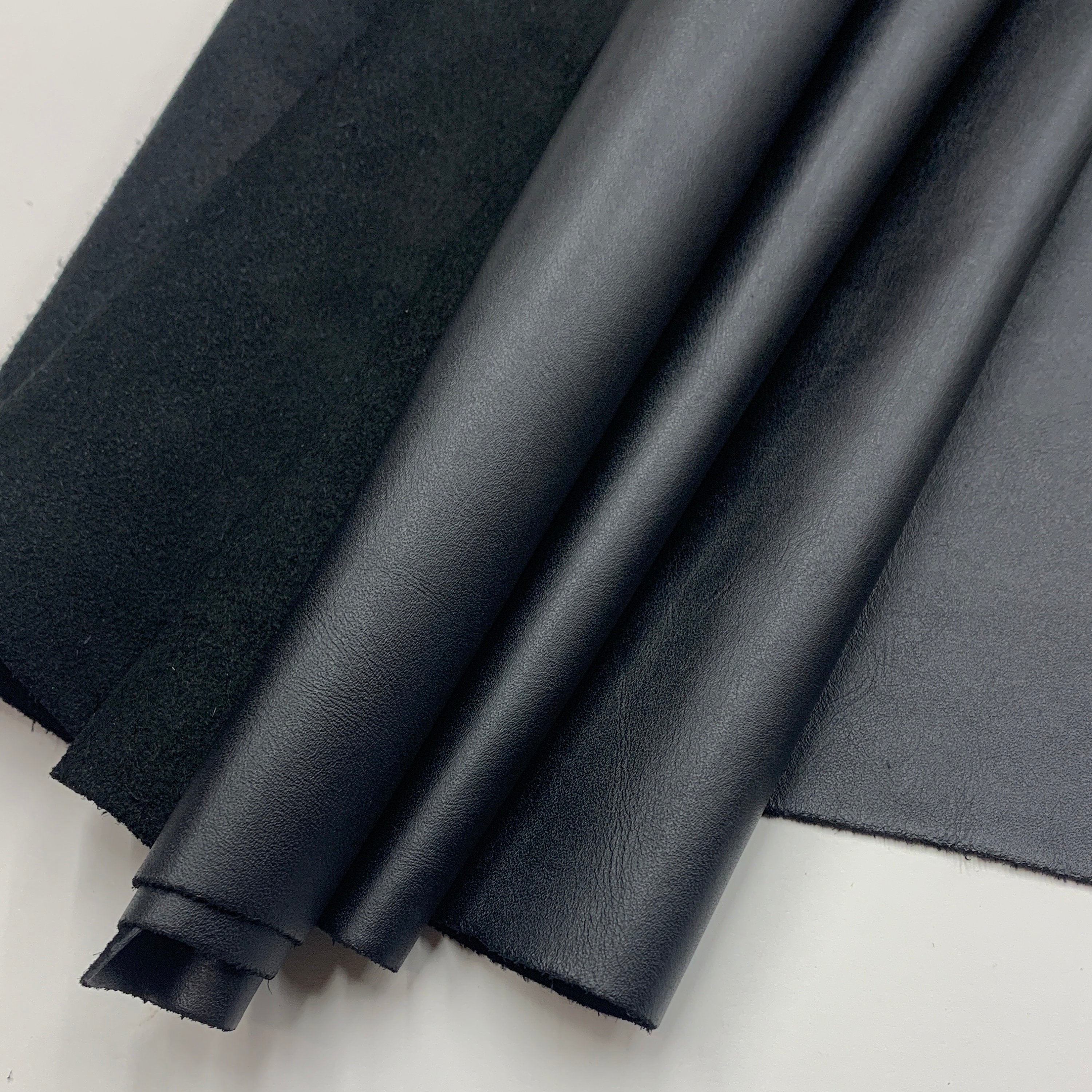 Black leather Thin soft | 1 mm 2-3oz  | Calf | soft versatile elastic | hides sheets | for bags, shoes, clothing, bookbinding | leathercraft