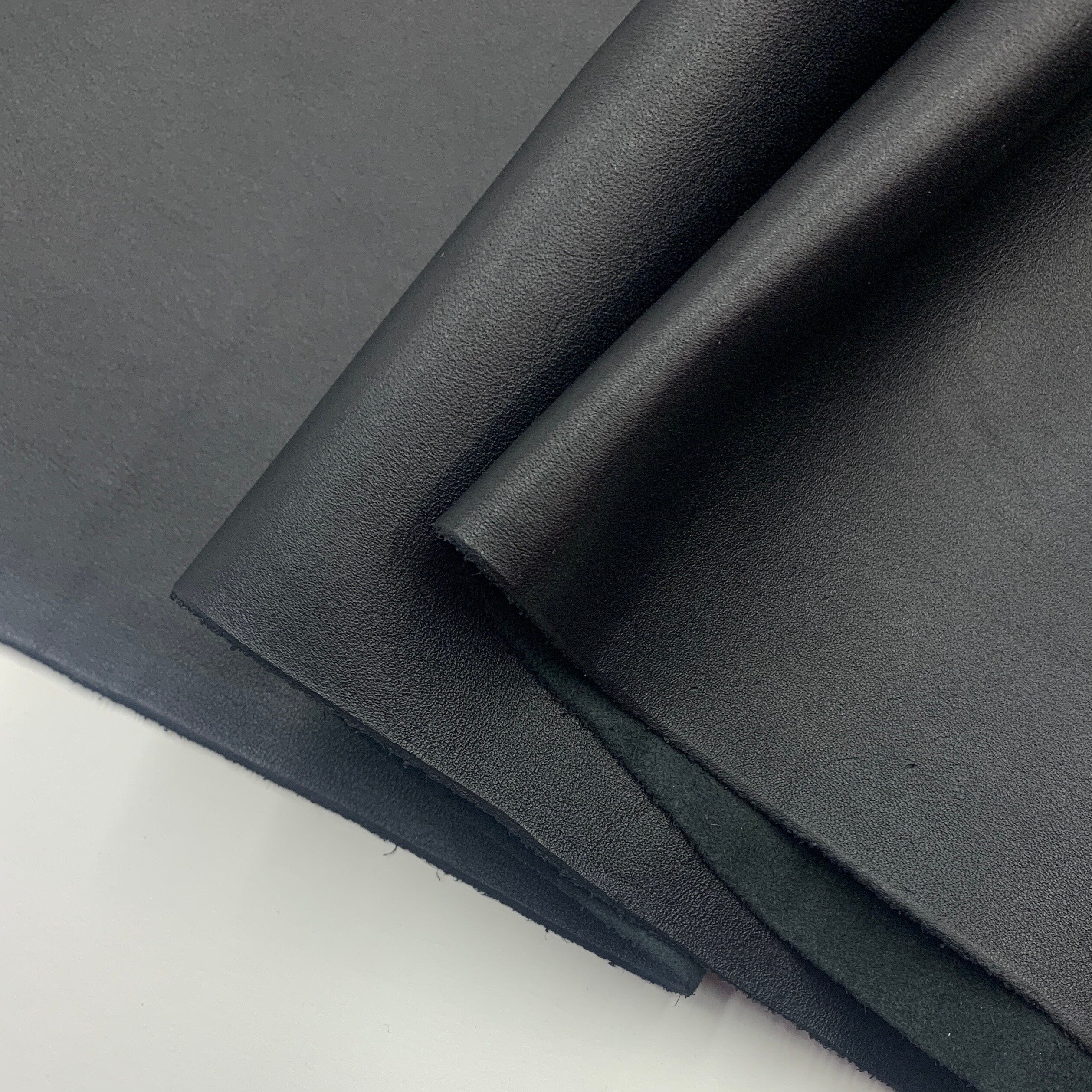 Black leather Thin soft | 1.2 mm 3oz  | Calf | versatile non elastic | hides sheets | for bags, shoes, clothing, bookbinding | leathercraft