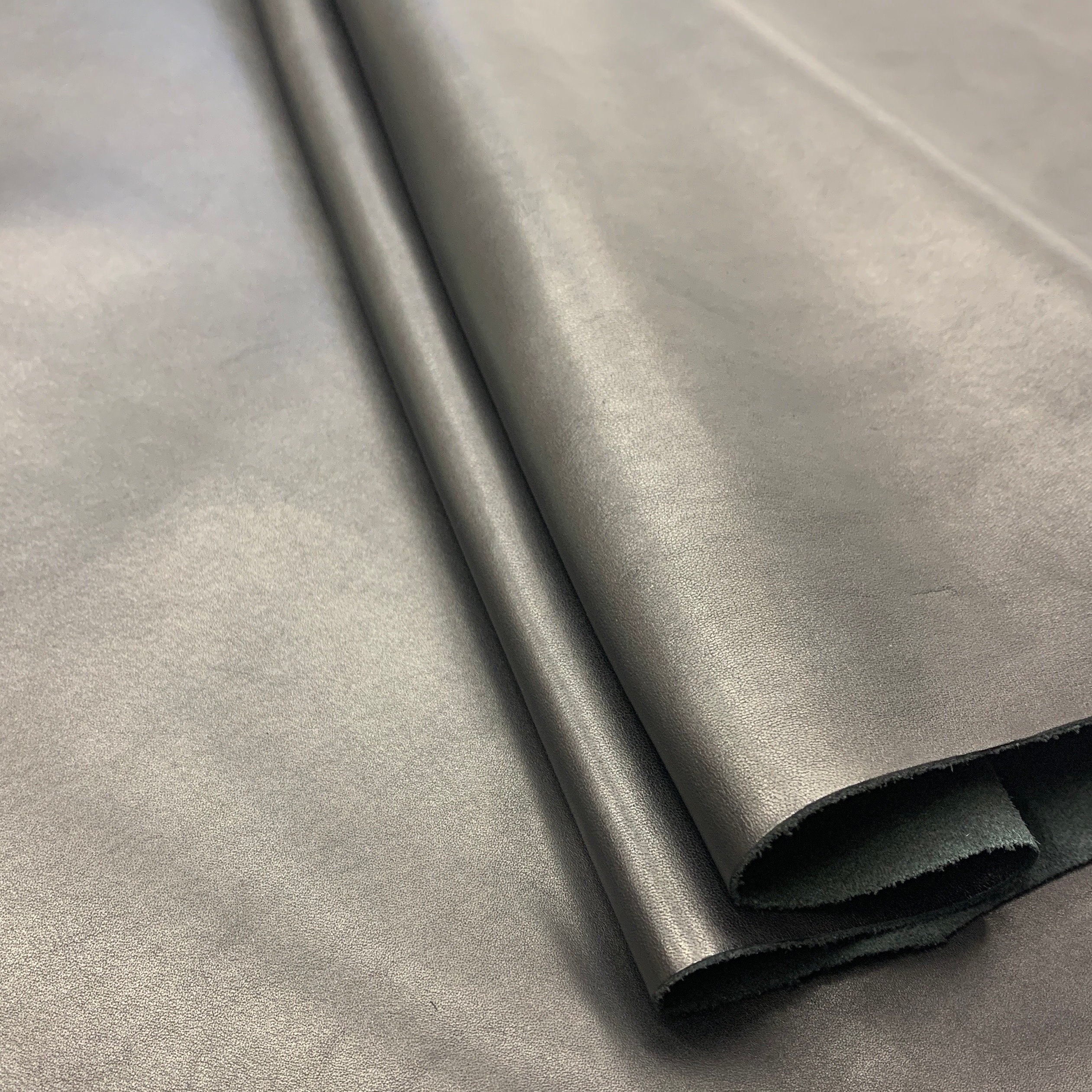 Black leather lux Thin soft | 1.2 mm 3oz  | Calf | soft versatile | hides sheets | for bags, shoes, clothing, bookbinding | leathercraft