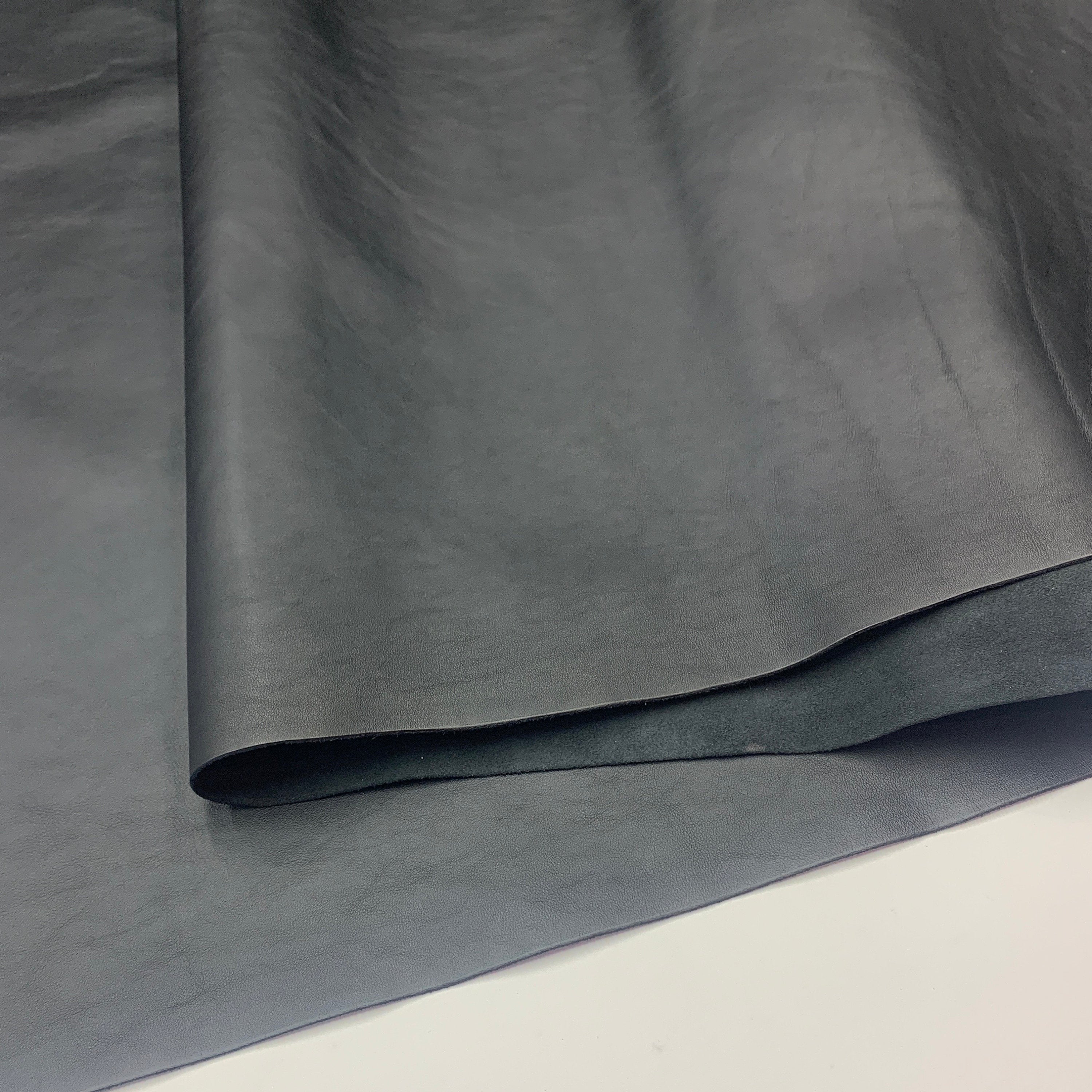 Black leather Thin soft | 1 mm 2-3oz  | Calf | versatile non elastic | hides sheets | for bags, shoes, clothing, bookbinding | leathercraft