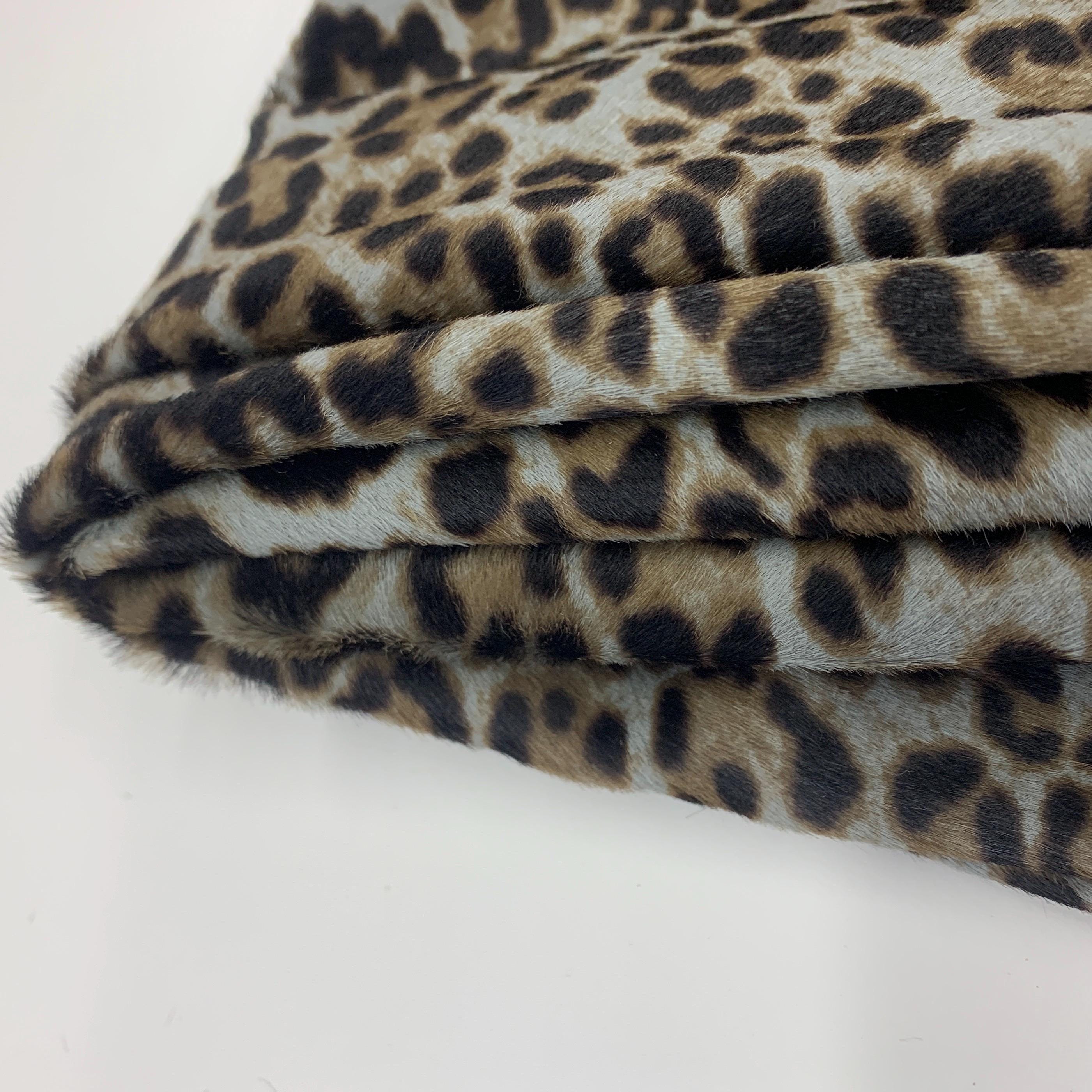 Furry leopard leather | light blue gray brown black | 1.0 mm - 2 oz | pony, hairy for purses, clothing | Animal print gepard