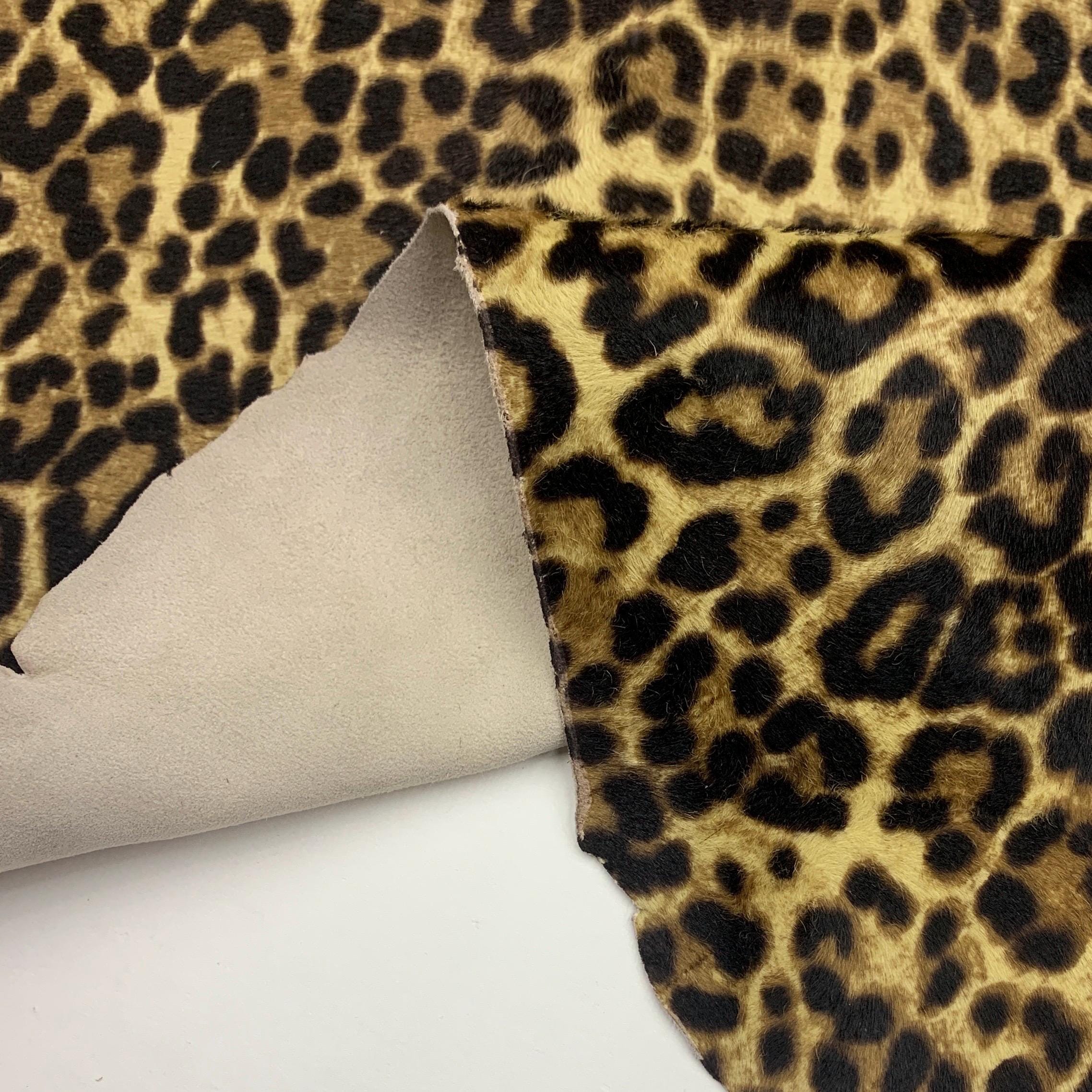 Furry leopard leather | Dark brown | 1.0 mm - 2 oz | pony, hairy for purses, clothing